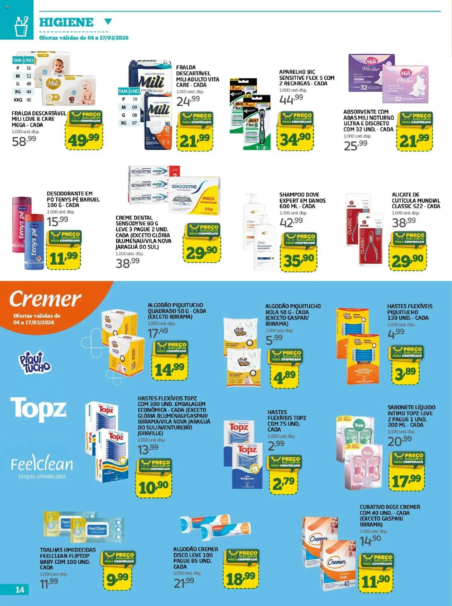 Cooper Folheto - válido de 04.03.2026 | Página: 14 | Produtos: Shampoo, Sabonete, Dove, Creme dental