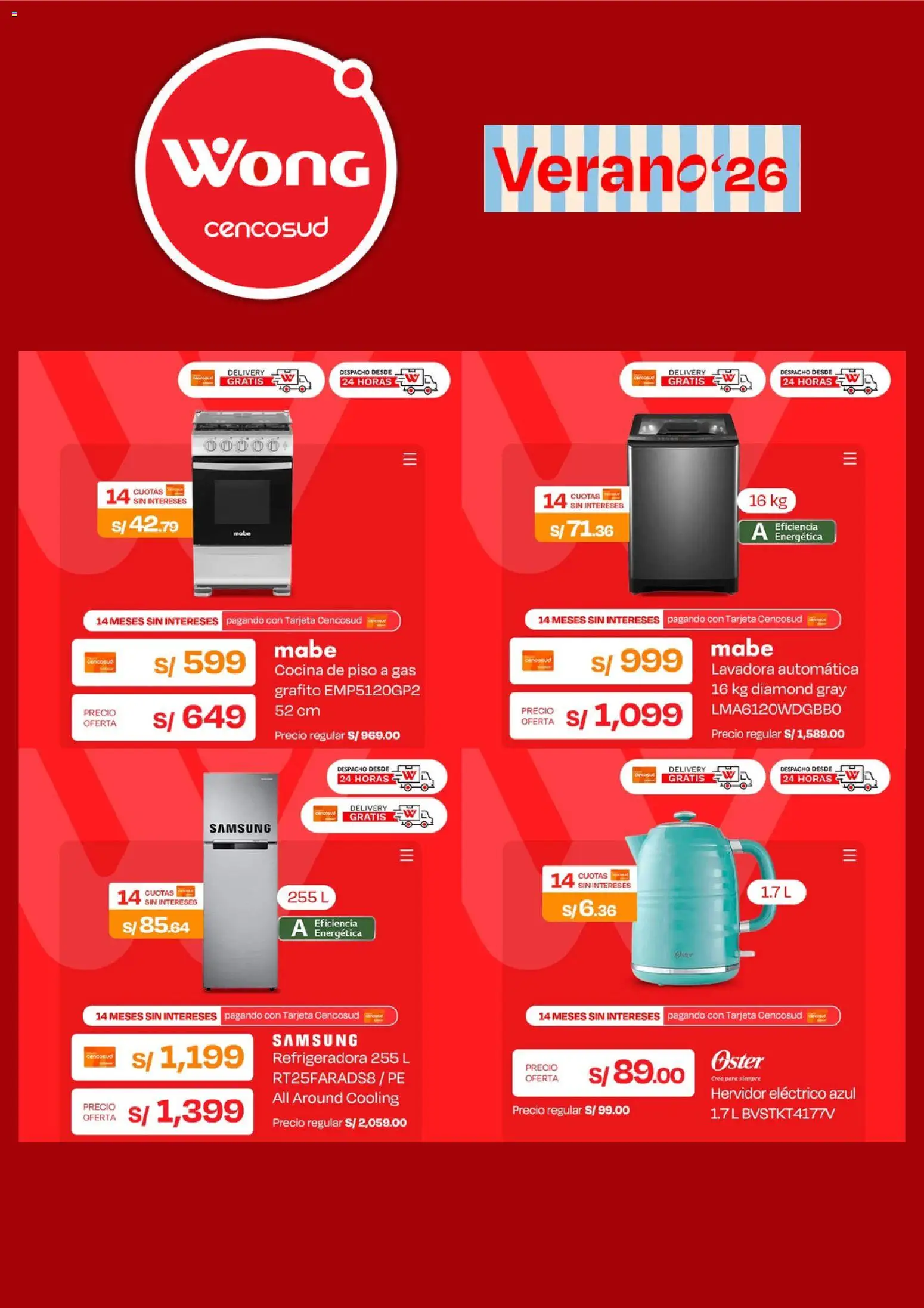 Catálogo Wong válido desde 03/08/2026 | Página: 5 | Productos: Lavadora, Cocina, Hervidor