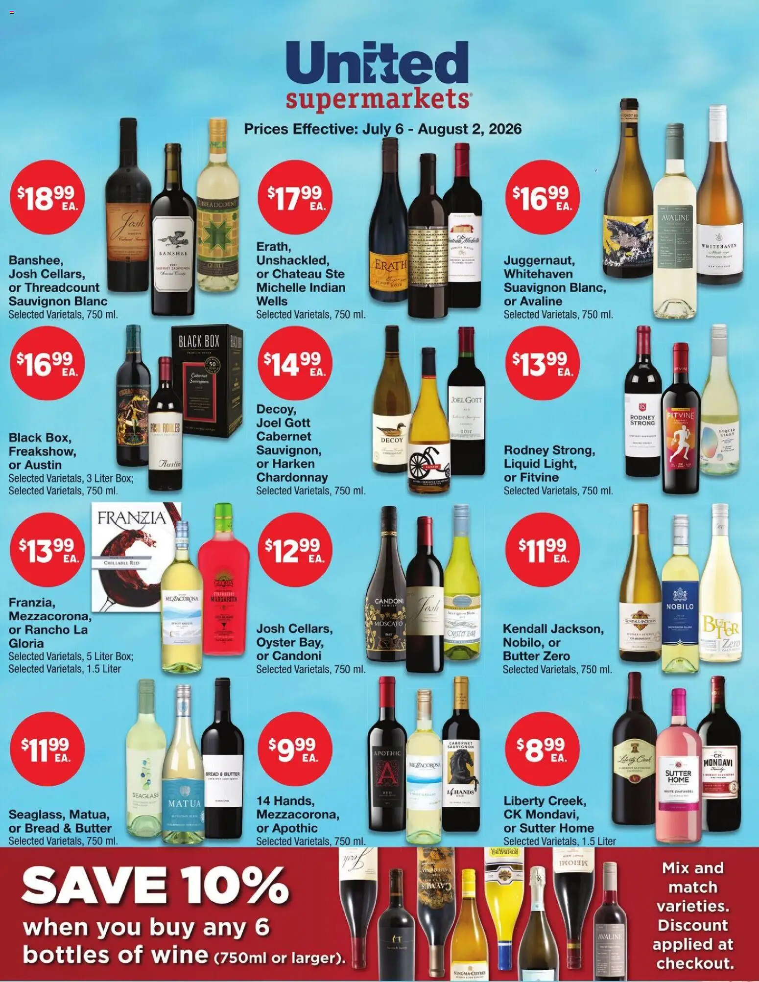 United Supermarkets Alcohol Flyer - valid from 07/06/2026 | Page: 2 | Products: Box, Butter, Bread, Wine