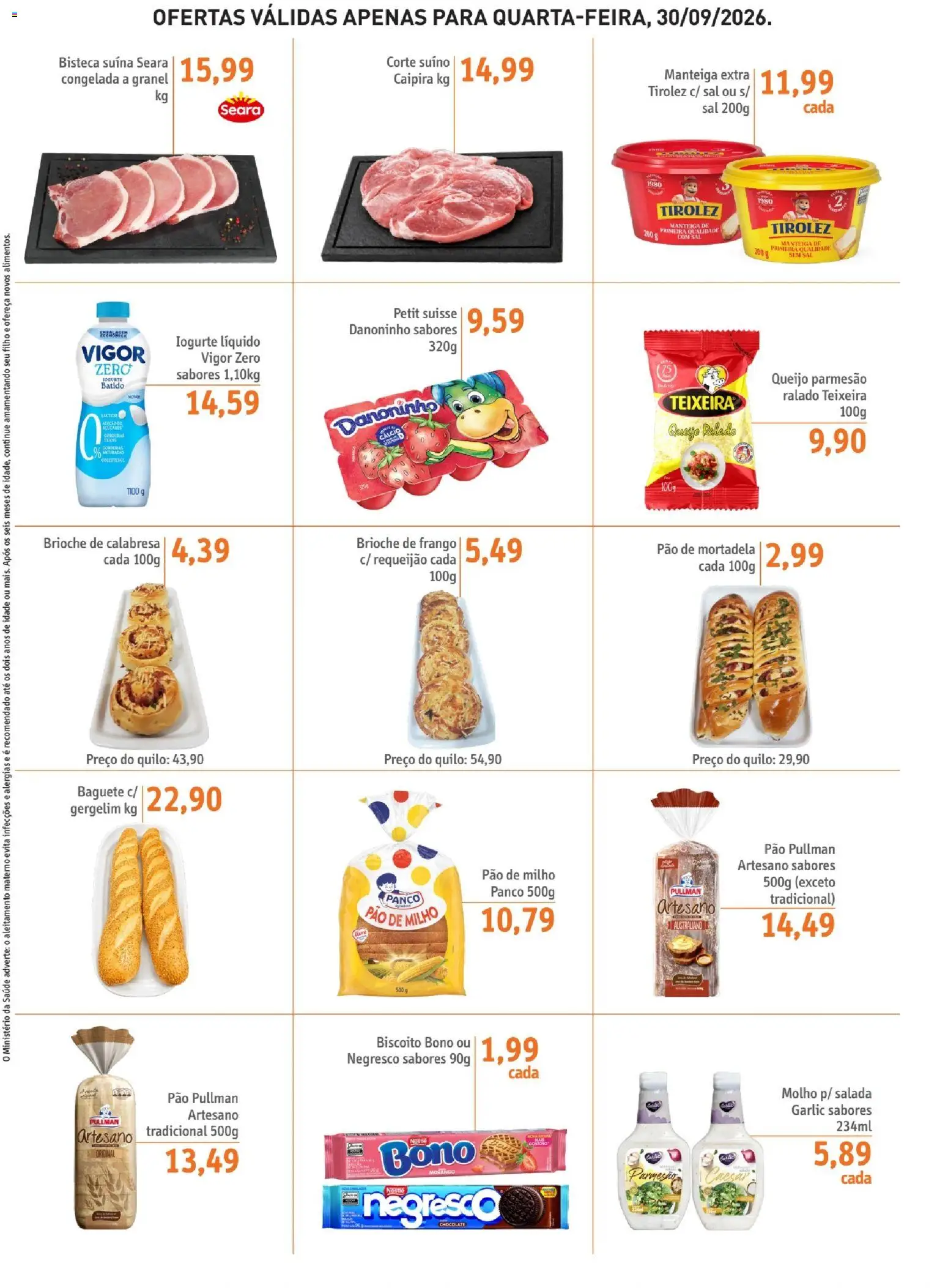 Sonda Folheto - válido de 30/09/2026 | Página: 2 | Produtos: Biscoito, Baguete, Mortadela, Gergelim