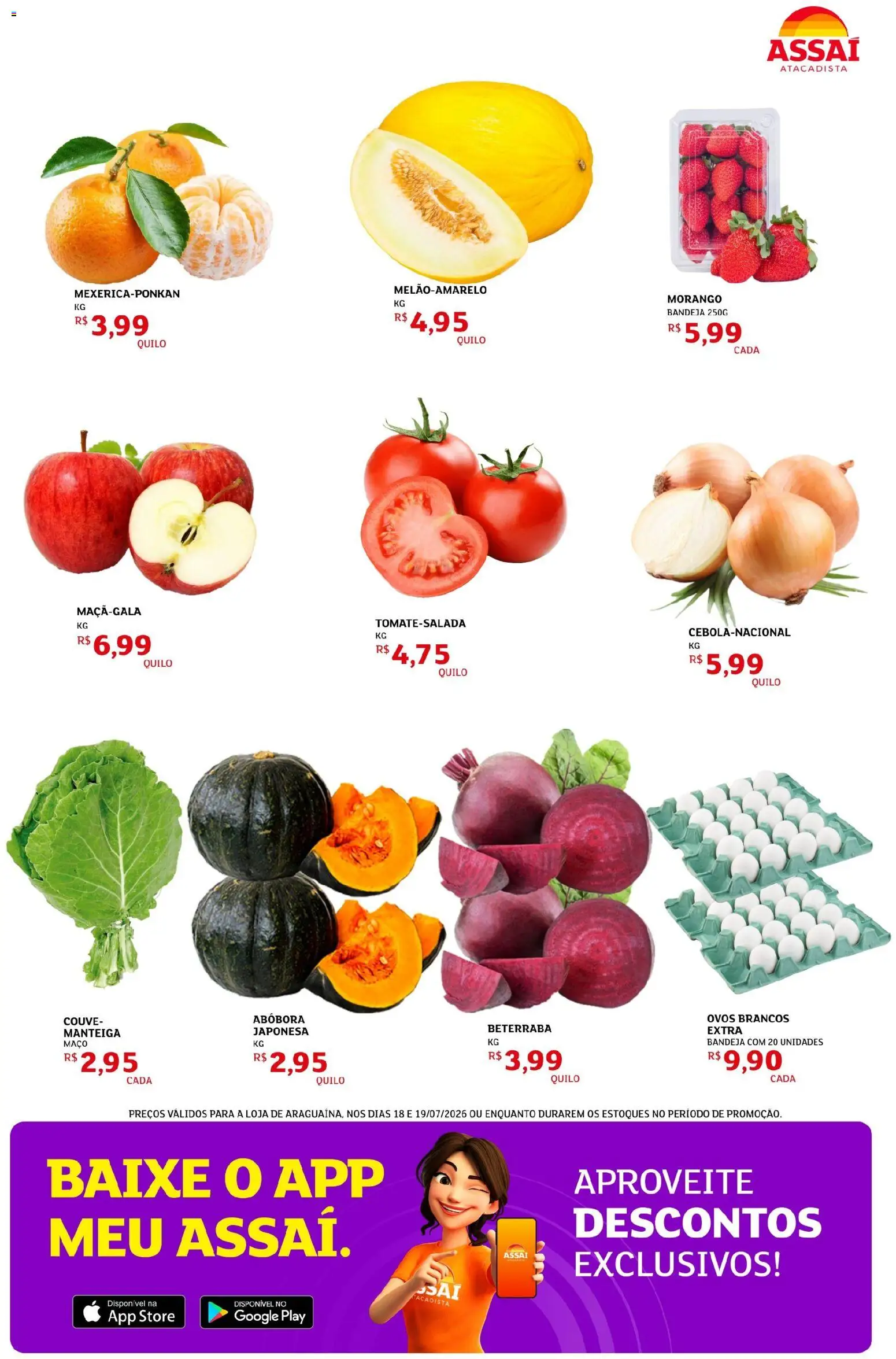 Assaí Atacadista Folheto - válido de 18/07/2026 | Página: 3 | Produtos: Abóbora, Beterraba, Ovos, Bandeja
