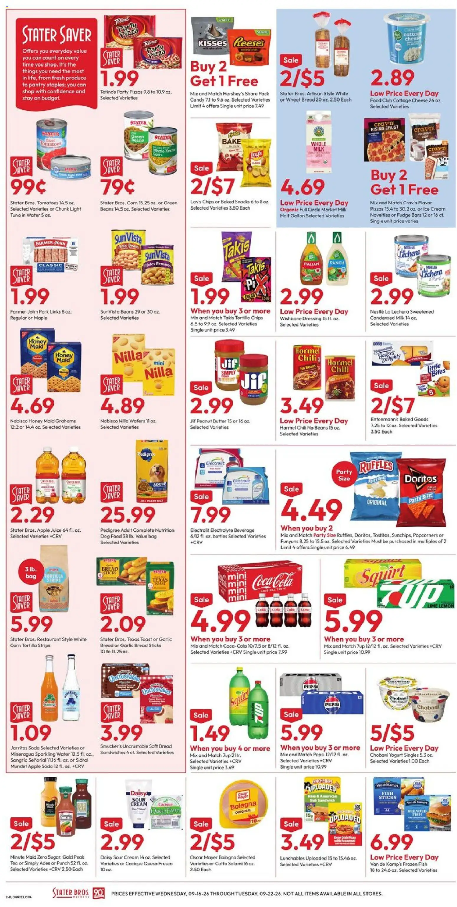 Stater Bros Weekly Ad - valid from 09/16/2026 | Page: 2 | Products: Corn, Chips, Water, Garlic