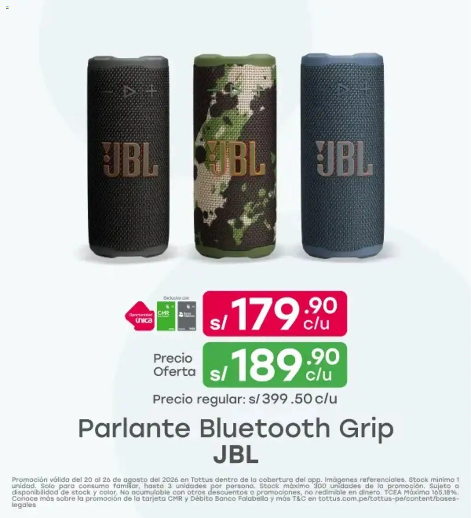 Catálogo Tottus válido desde 20/08/2026 | Página: 9 | Productos: Parlante Bluetooth, Parlante