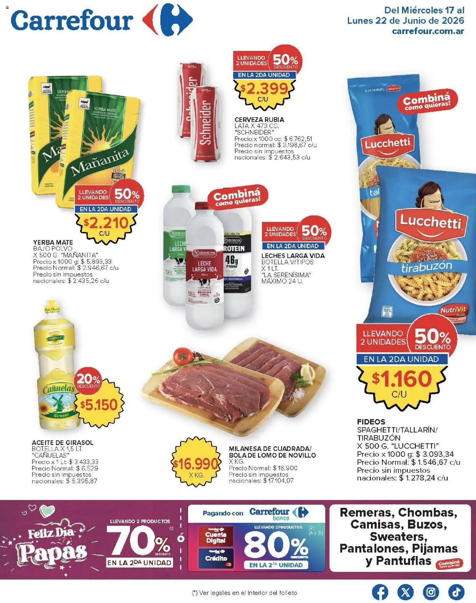 Carrefour - Carrefour Hiper │ válido desde el 17.06.2026 | Página: 1 | Productos: Botella, Milanesa, Yerba, Aceite