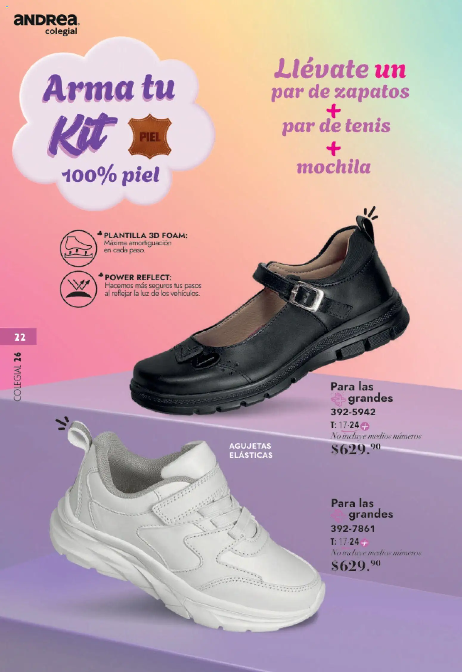Nuevas ofertas de Andrea válidas en toda la República Mexicana desde el 23/05/2026. ¡Encuentra las mejores ofertas en Andrea catálogo Colegial! | Página: 22 | Productos: Tenis, Zapatos, Mochila