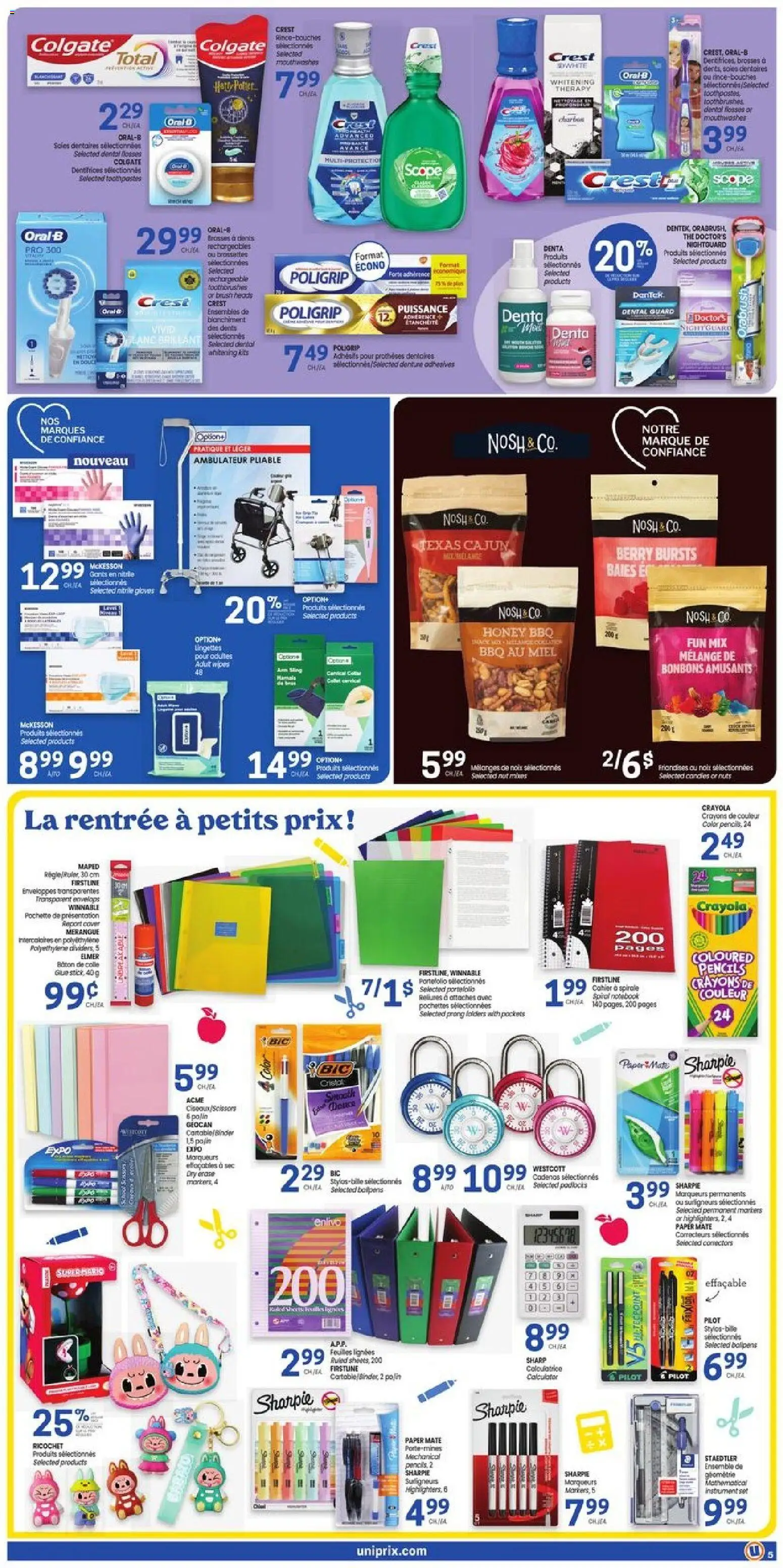 Uniprix flyer valid from Aug 6, 2026 | Page: 6 | Products: Nuts, Notebook, Calculator, Brush