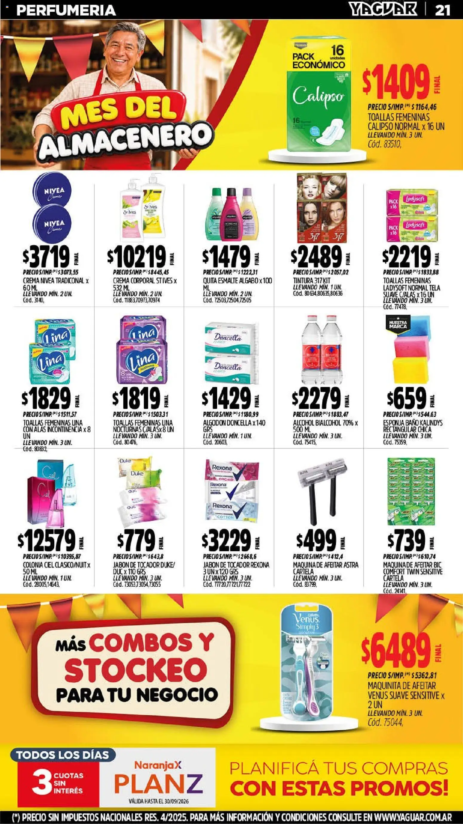 Yaguar - Oferta Semanal Trelew │ válido desde el 07/09/2026 | Página: 21 | Productos: Algodón, Maquina de afeitar, Esponja, Alcohol