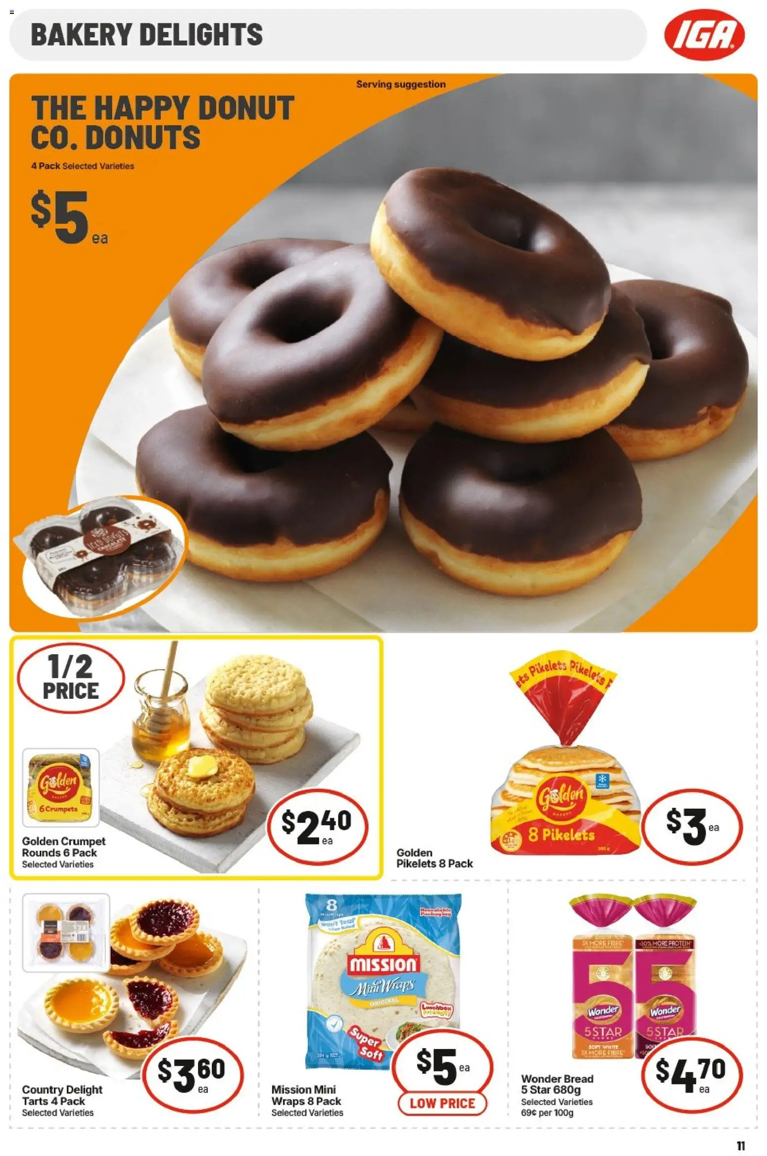 IGA catalogue - valid from 20.05.2026 | Page: 14 | Products: Crumpets, Donuts, Bread, Bakery