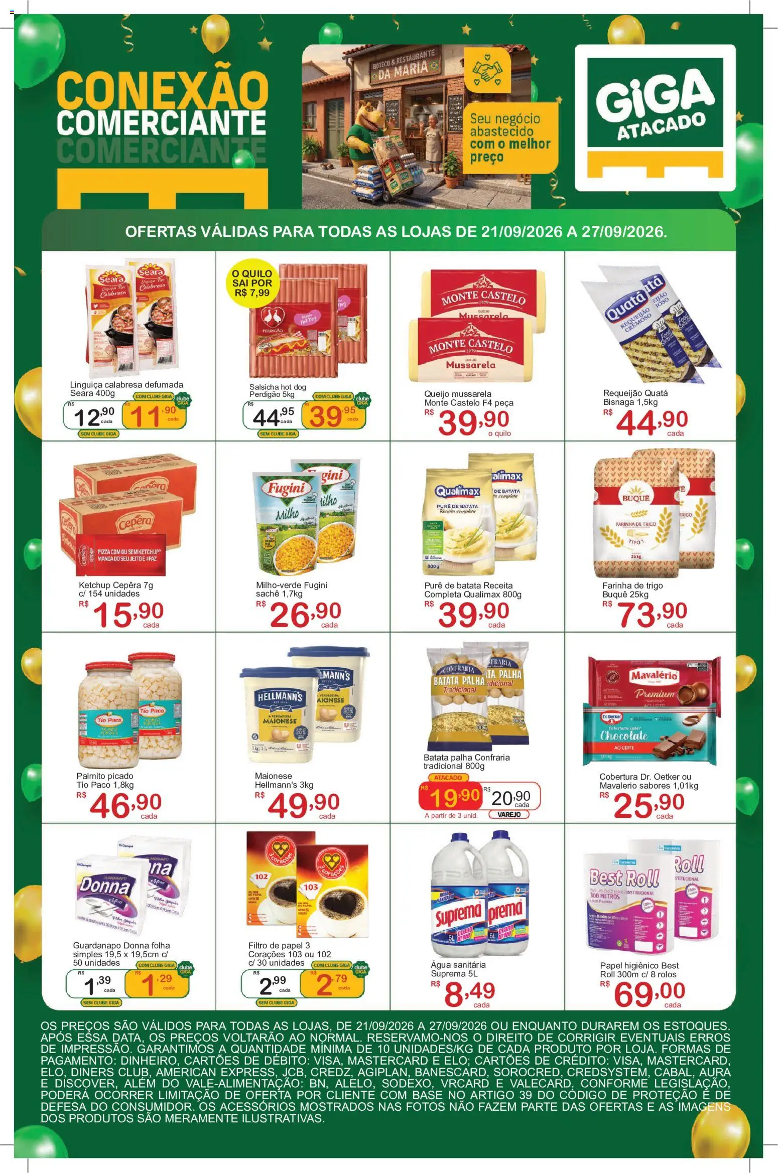 GIGA Atacado Folheto - válido de 20/09/2026 | Página: 4 | Produtos: Leite, Maionese, Milho, Mussarela