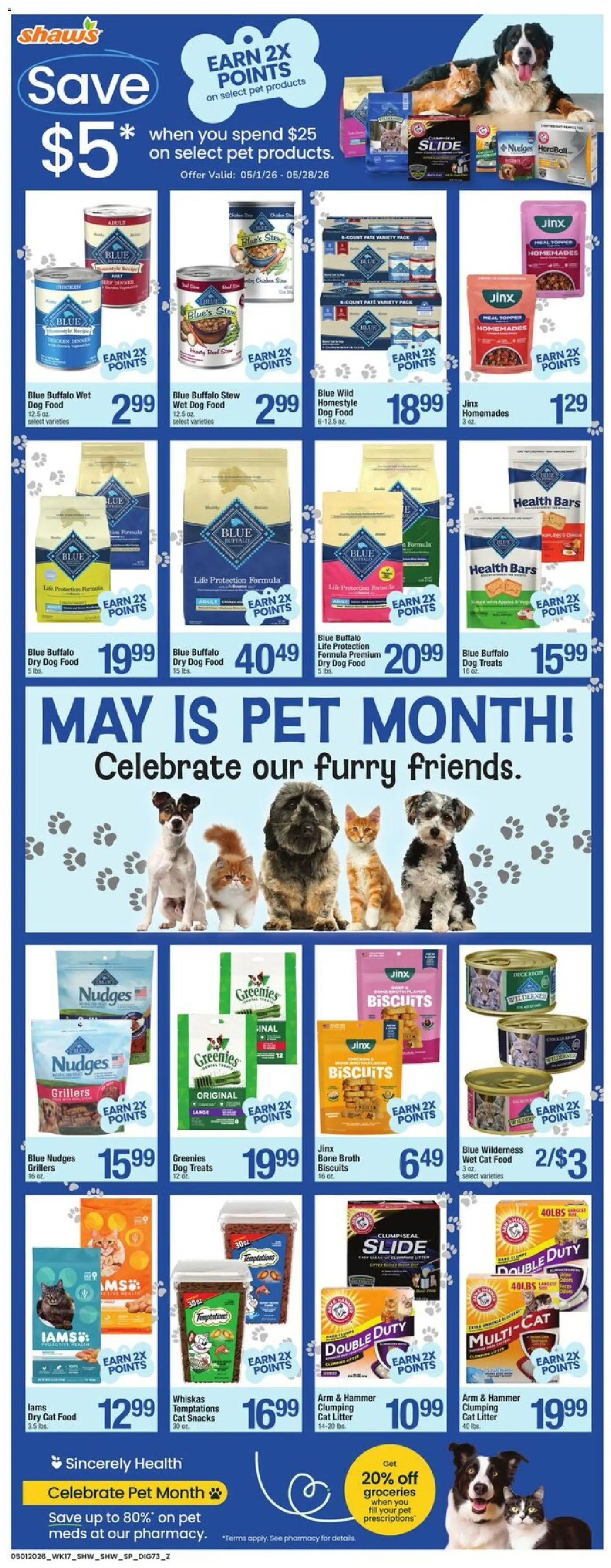 Shaw's Weekly Ad - VT - valid from 01.05.2026 | Page: 7 | Products: Dog Treats, Dog Food, Cat Litter, Hammer