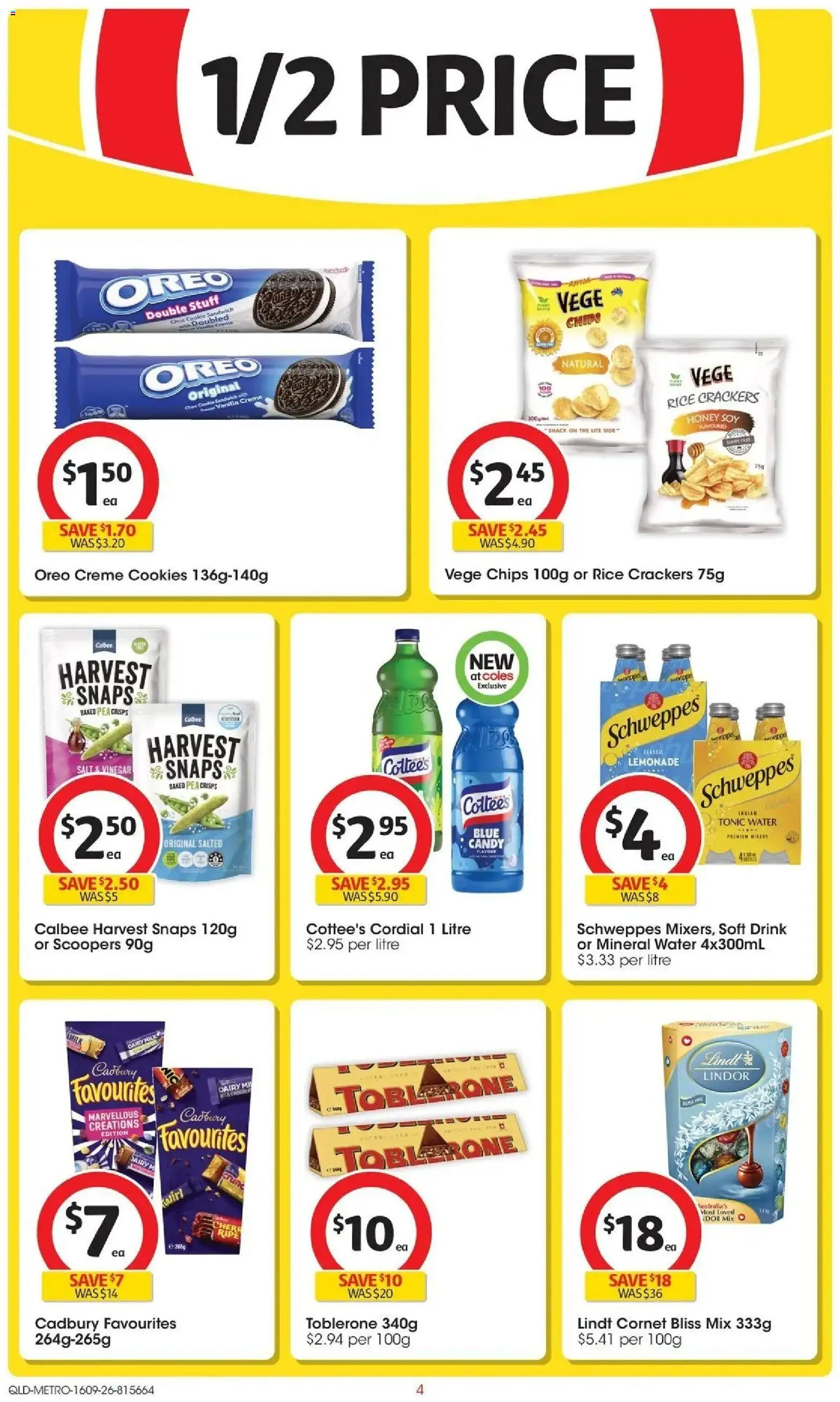 ﻿Coles catalogue valid from 16/09/2026 > Online Australia | Page: 4 | Products: Crackers, Vinegar, Lindt, Lindor