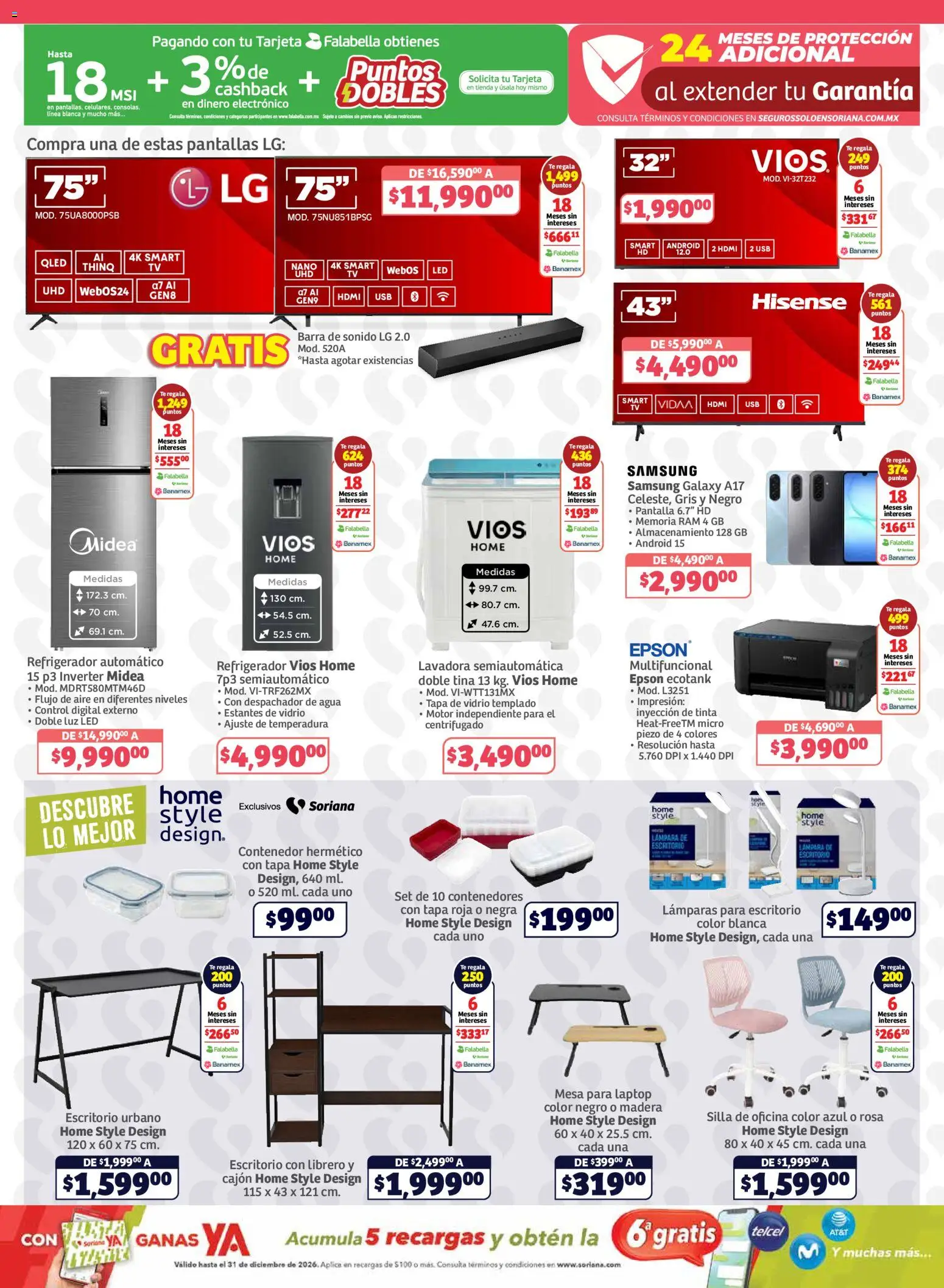 Nuevas ofertas de Soriana válidas en toda la República Mexicana desde el 13/08/2026. ¡Encuentra las mejores ofertas en Soriana folleto! | Página: 7 | Productos: Refrigerador, Agua, Lavadora, Estantes