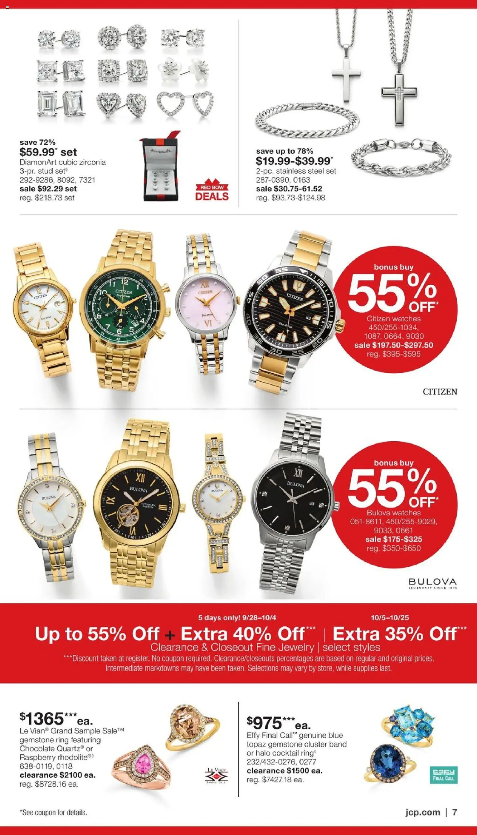 JCPenney Our Biggest Jewelry Sale of the Season - valid from 09/28/2026 | Page: 6 | Products: Watches, Ring, Bow, Raspberry