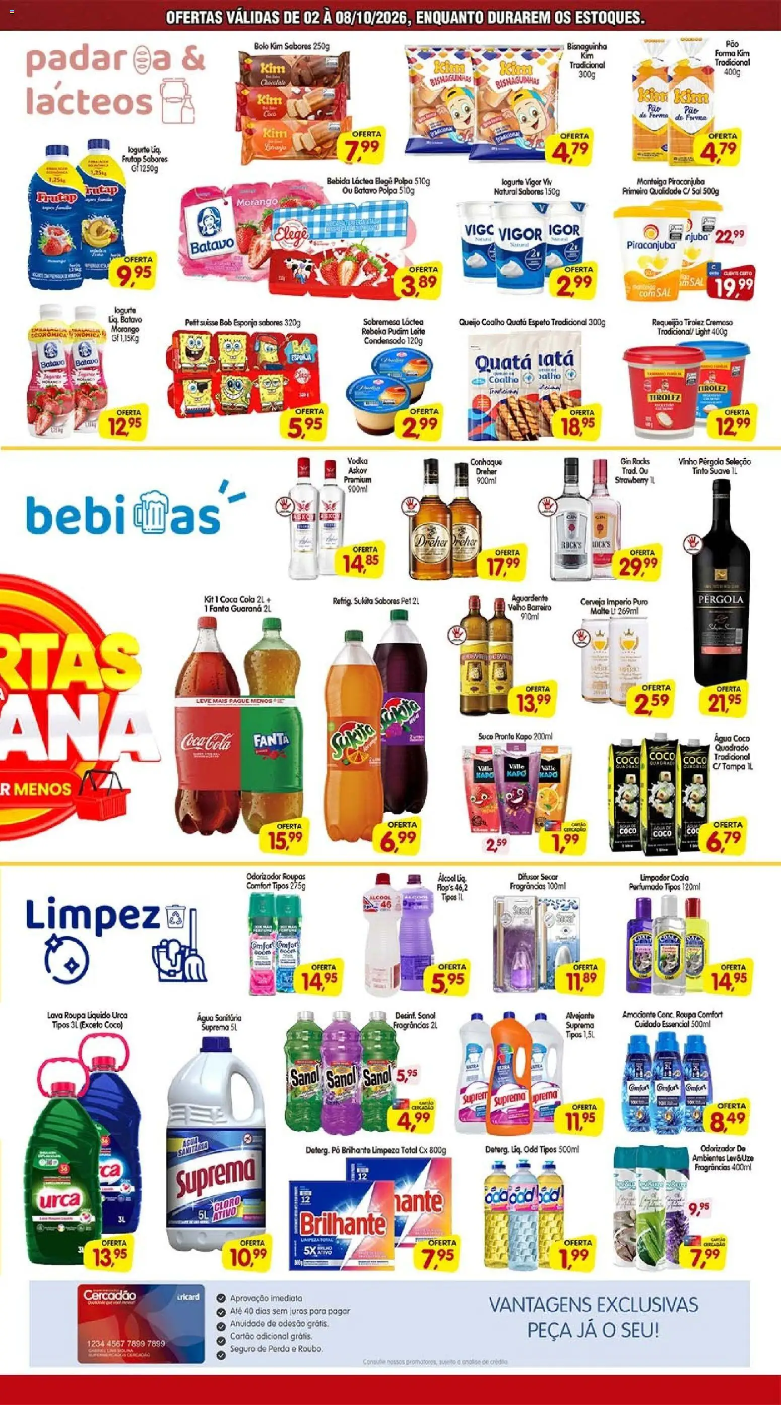 Cercadão Folheto - válido de 02/10/2026 | Página: 3 | Produtos: Cola, Cerveja, Bolo, Água sanitária