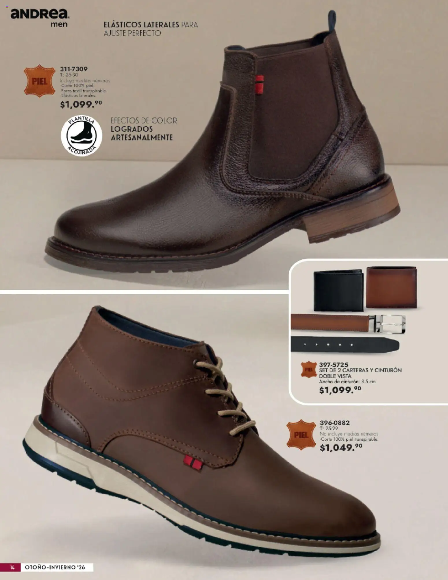 Nuevas ofertas de Andrea válidas en toda la República Mexicana desde el 23/08/2026. ¡Encuentra las mejores ofertas en Andrea catálogo Calzado Caballero! | Página: 14 | Productos: Cinturón
