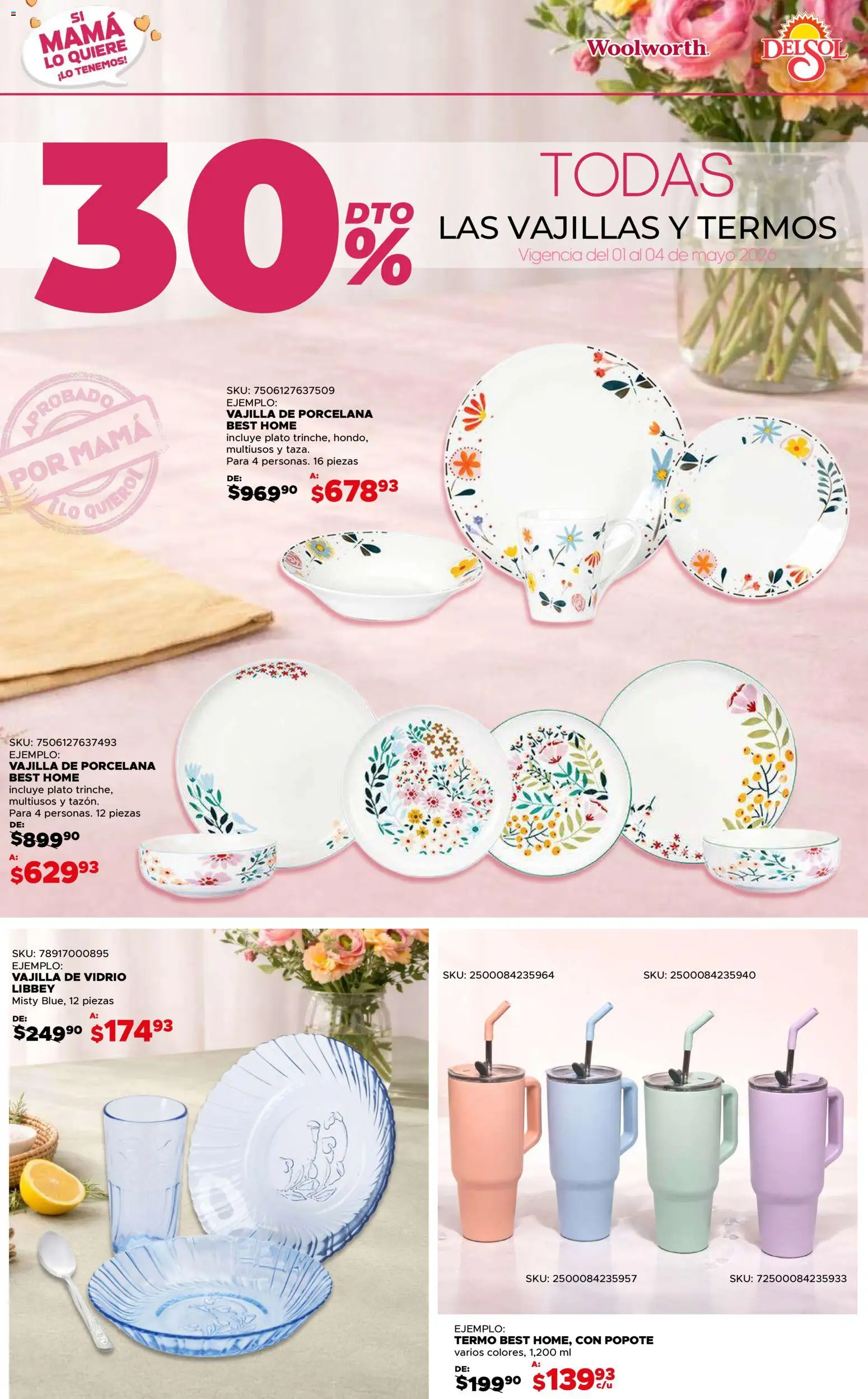 Nuevas ofertas de Del Sol y Woolworth válidas en toda la República Mexicana desde el 01.05.2026. ¡Encuentra las mejores ofertas en Del Sol y Woolworth catálogo! | Página: 9 | Productos: Termo