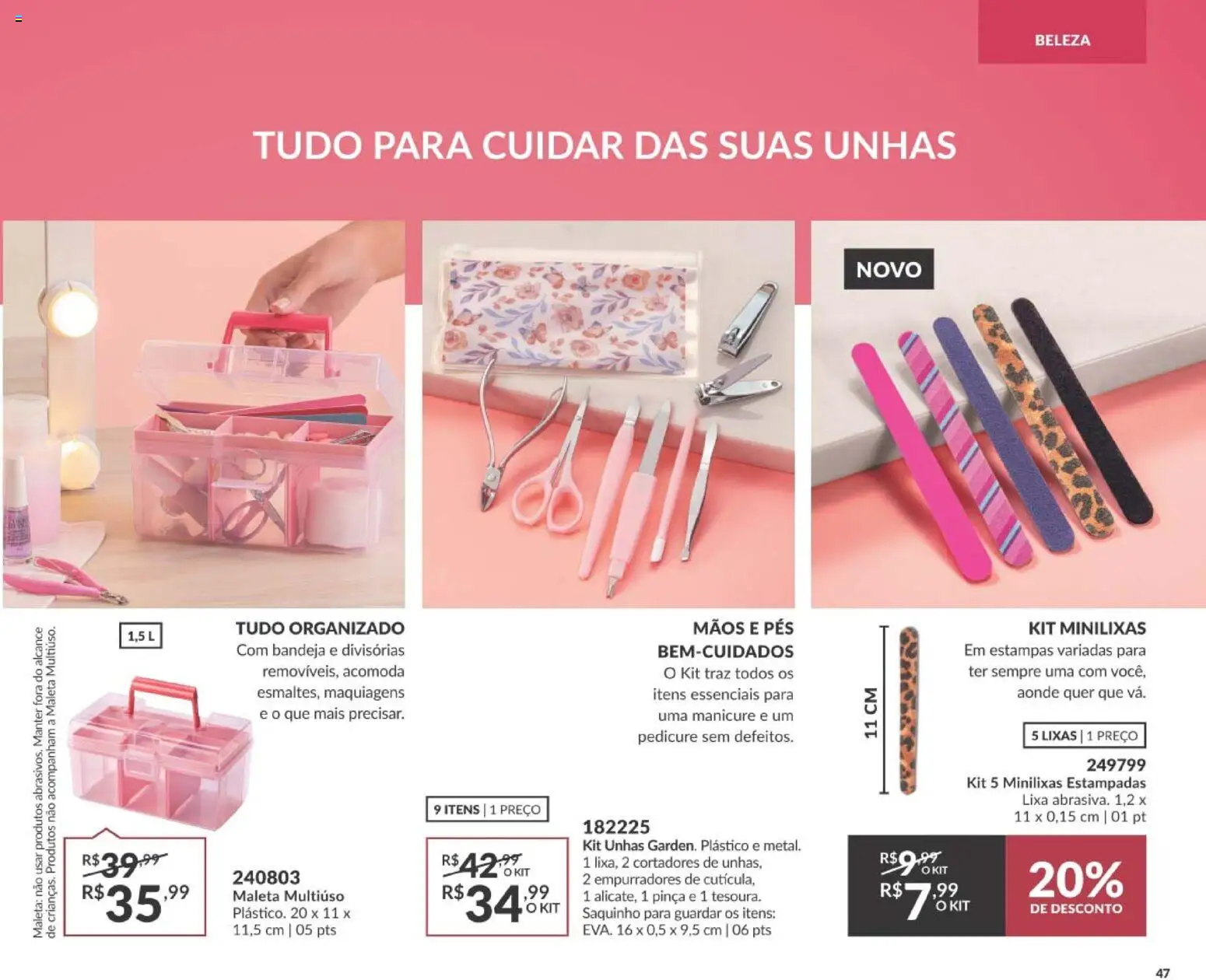 Avon Folheto - válido de 01/09/2026 | Página: 47 | Produtos: Pinça, Bandeja, Lixa