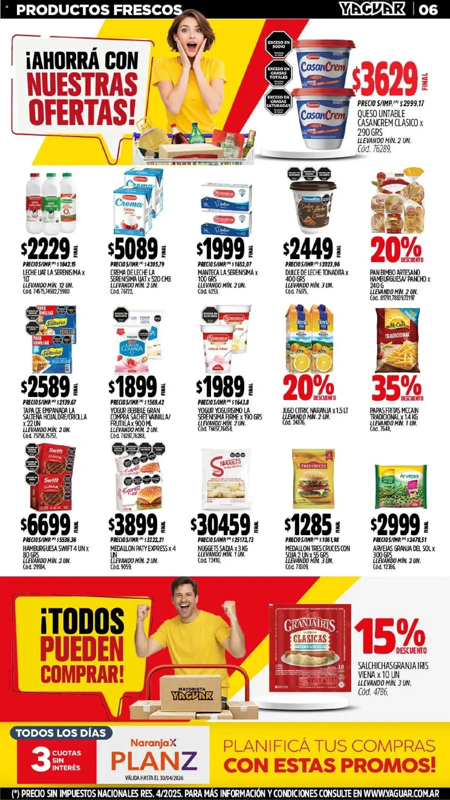 Yaguar - Oferta Semanal Mar del Plata │ válido desde el 11.05.2026 | Página: 6 | Productos: Crema de leche, Dulce de leche, Manteca, Jugo
