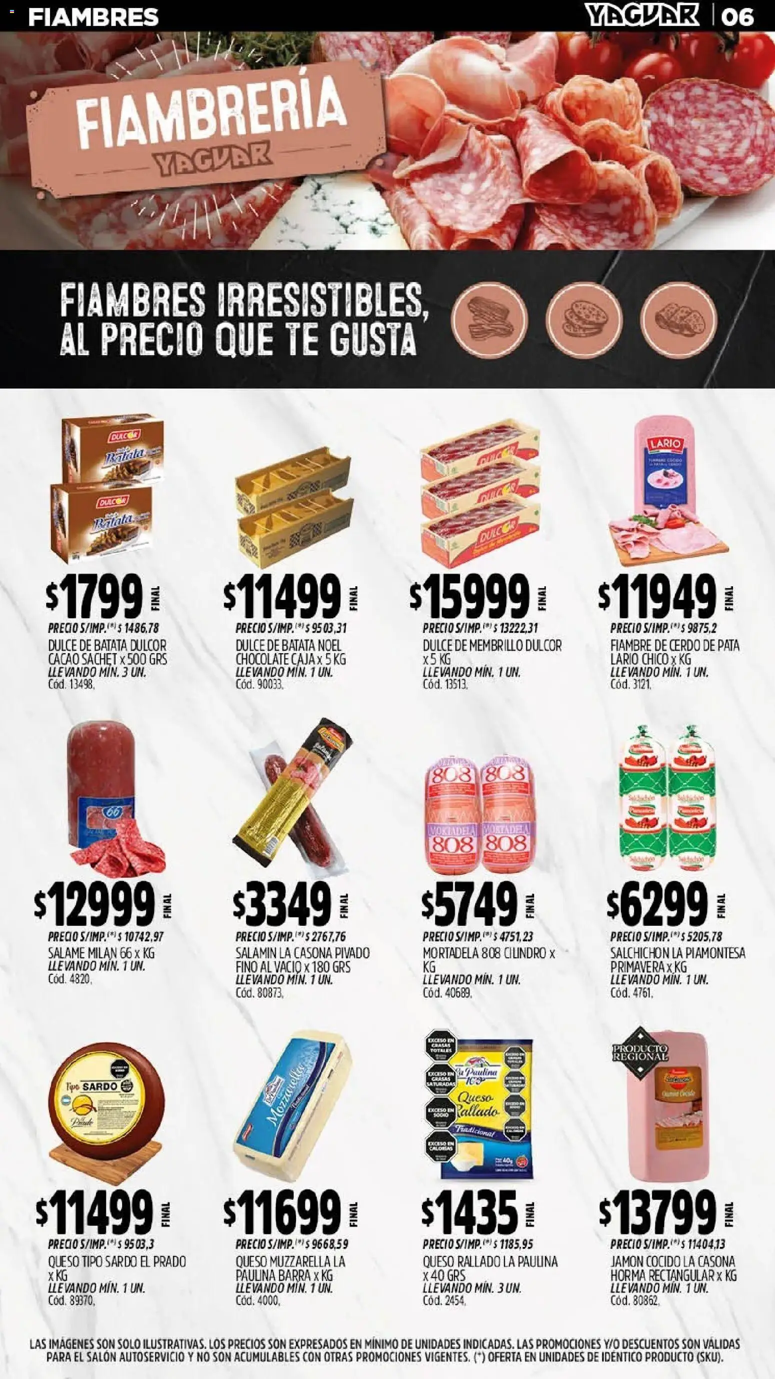 Yaguar - Oferta Semanal Misiones │ válido desde el 11.05.2026 | Página: 6 | Productos: Jamón cocido, Batata, Queso, Cacao