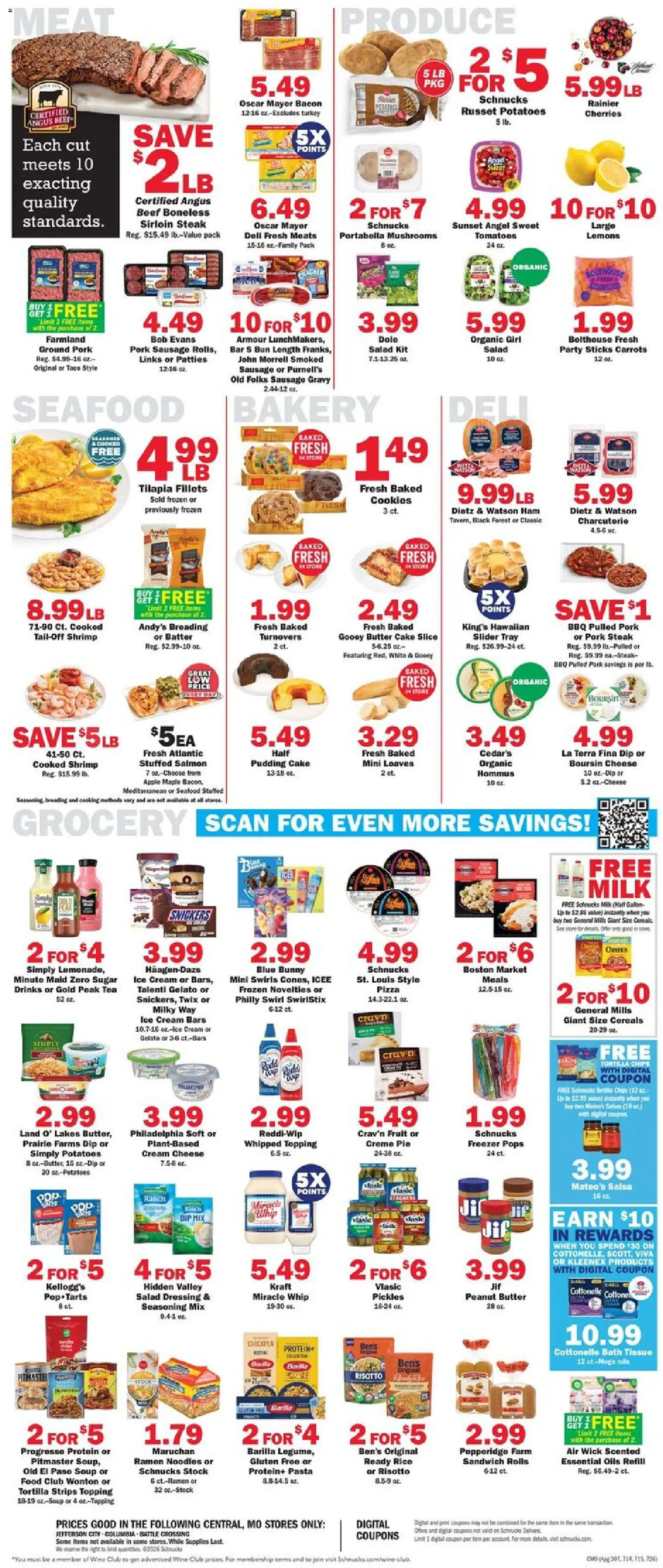 Schnucks Weekly Ad - valid from 24.06.2026 | Page: 4 | Products: Mushrooms, Ham, Cream, Cookies