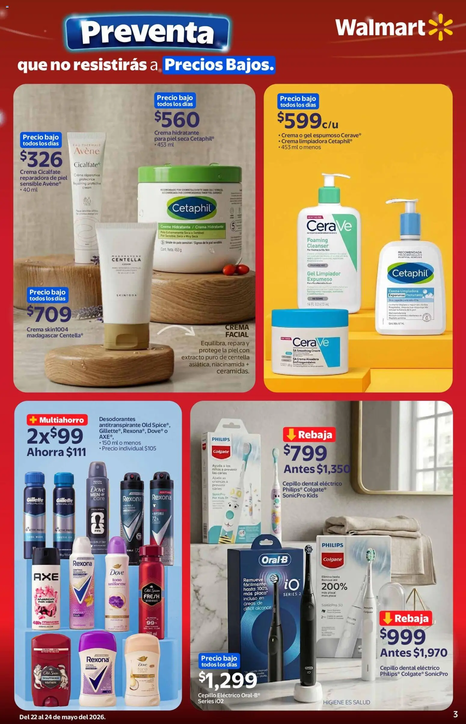 Nuevas ofertas de Walmart válidas en toda la República Mexicana desde el 22.05.2026. ¡Encuentra las mejores ofertas en Walmart folleto Preventa! | Página: 3 | Productos: Antitranspirante, Crema, Pala, Limpiador