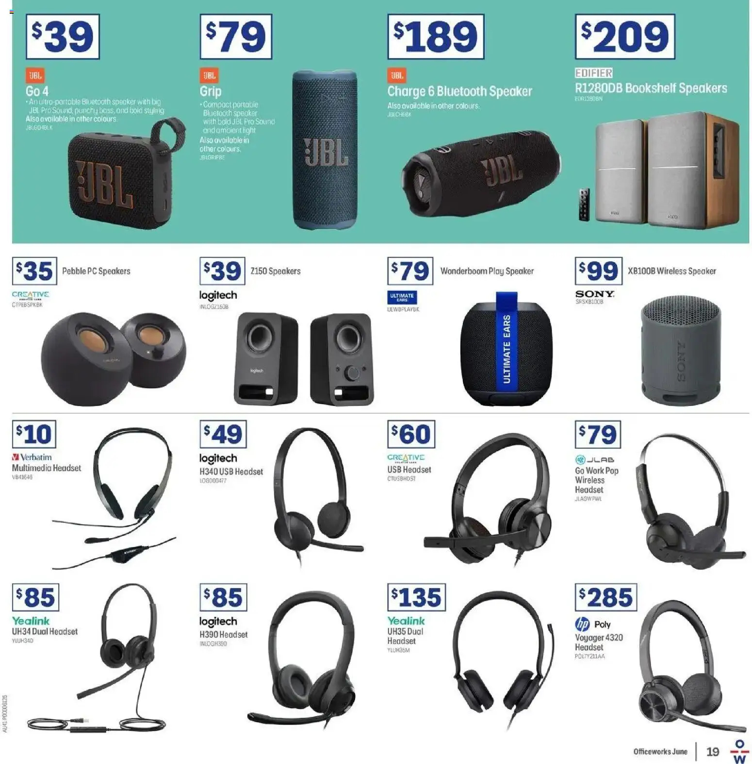 Officeworks catalogue - valid from 27.05.2026 | Page: 19 | Products: Bookshelf, Pc, Speaker, Portable