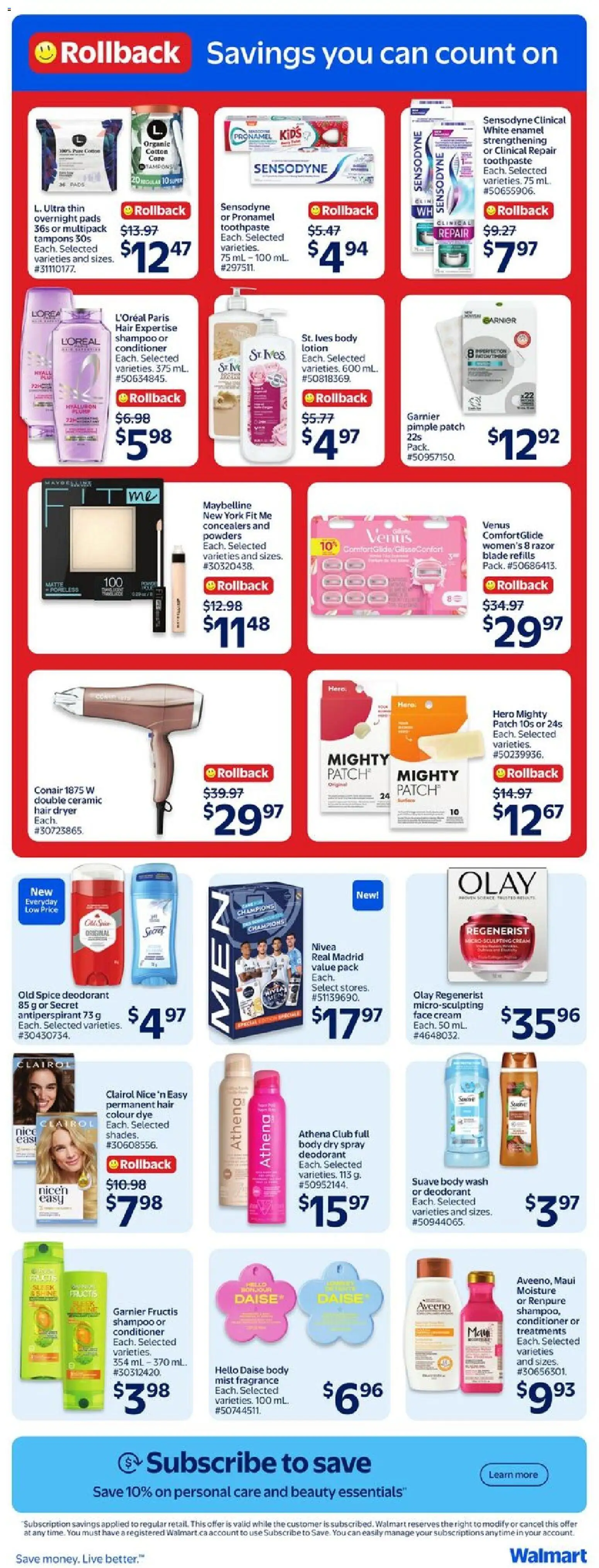 Walmart flyer valid from Aug 13, 2026 | Page: 36 | Products: Water, Diapers, Pants, Underwear