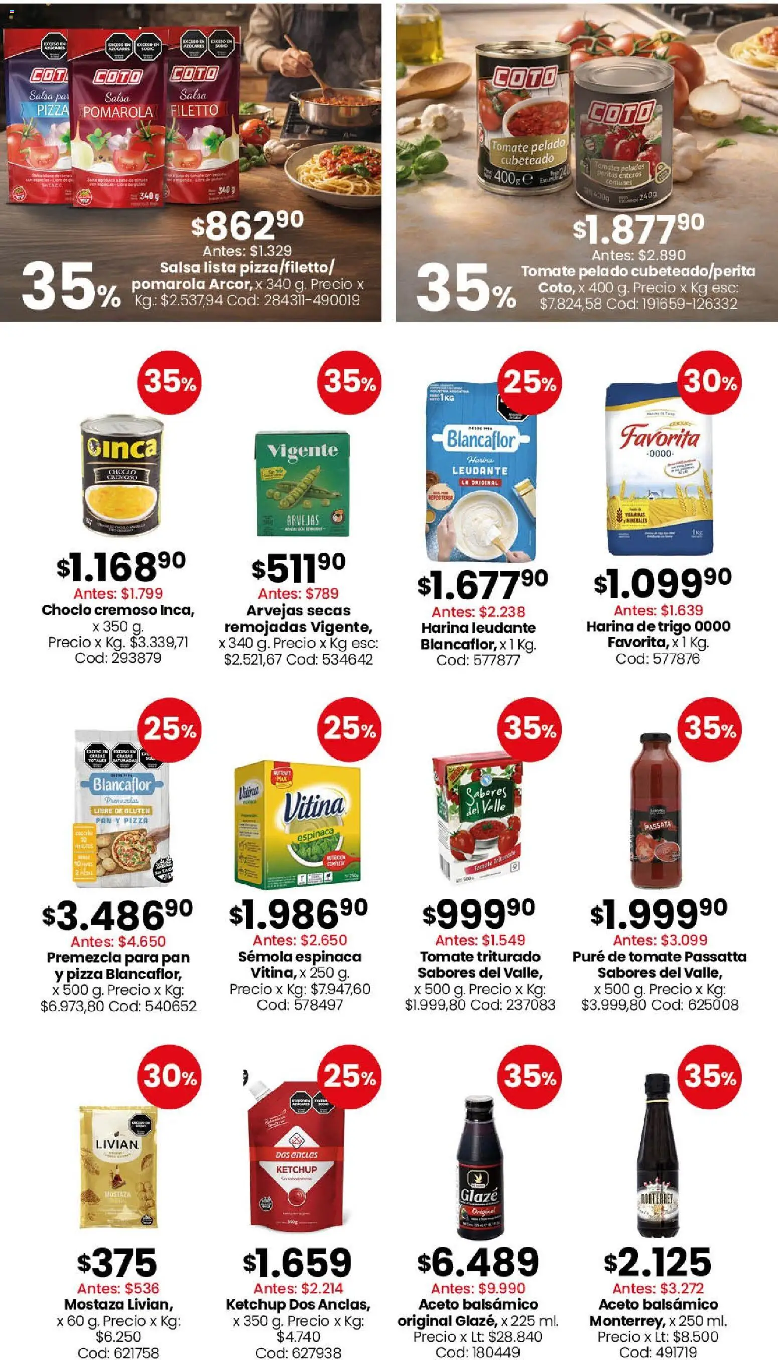 Coto - Almacén y bebidas │ válido desde el 06/07/2026 | Página: 4 | Productos: Choclo, Pure de Tomate, Espinaca, Tomates