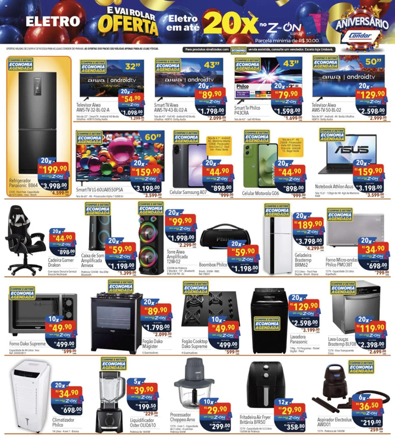 Supermercados Condor Folheto - válido de 25/09/2026 | Página: 31 | Produtos: Geladeira, Cooktop, Áudio, USB