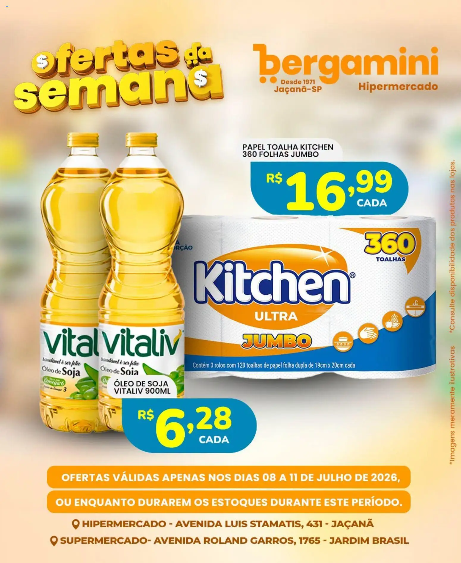 Supermercado Bergamini Folheto - válido de 08/07/2026 | Página: 9 | Produtos: Papel toalha, Óleo, Soja