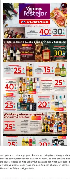 Olímpica Viernes para festejar 25 de septiembre de 2026 -  Vista previa de la revista de la tienda Olímpica valido desde el 25/09/2026