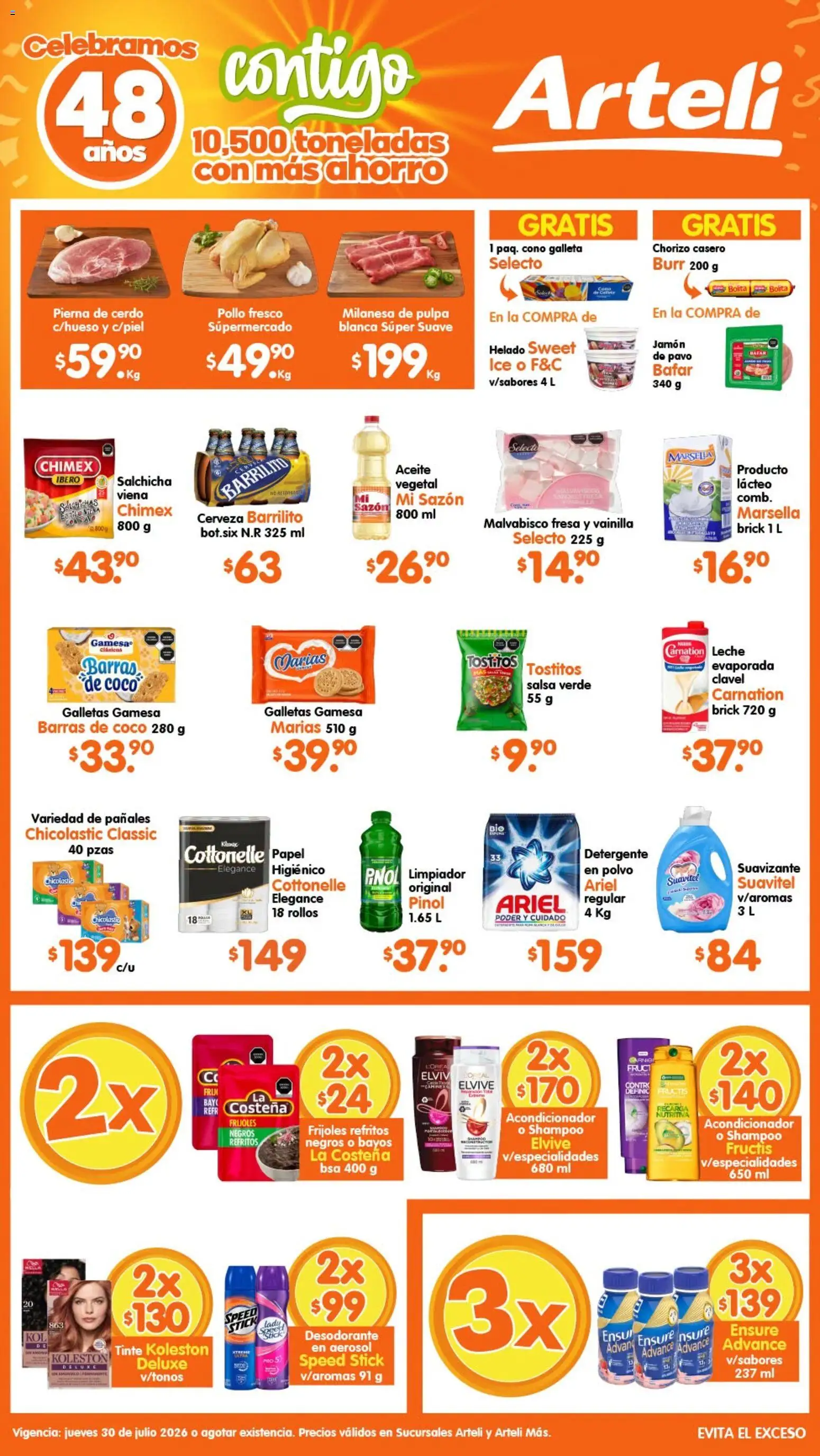Nuevas ofertas de Arteli válidas en toda la República Mexicana desde el 30/07/2026. ¡Encuentra las mejores ofertas en Arteli folleto Tuxpan! | Página: 1 | Productos: Milanesa, Leche, Cerveza, Chorizo