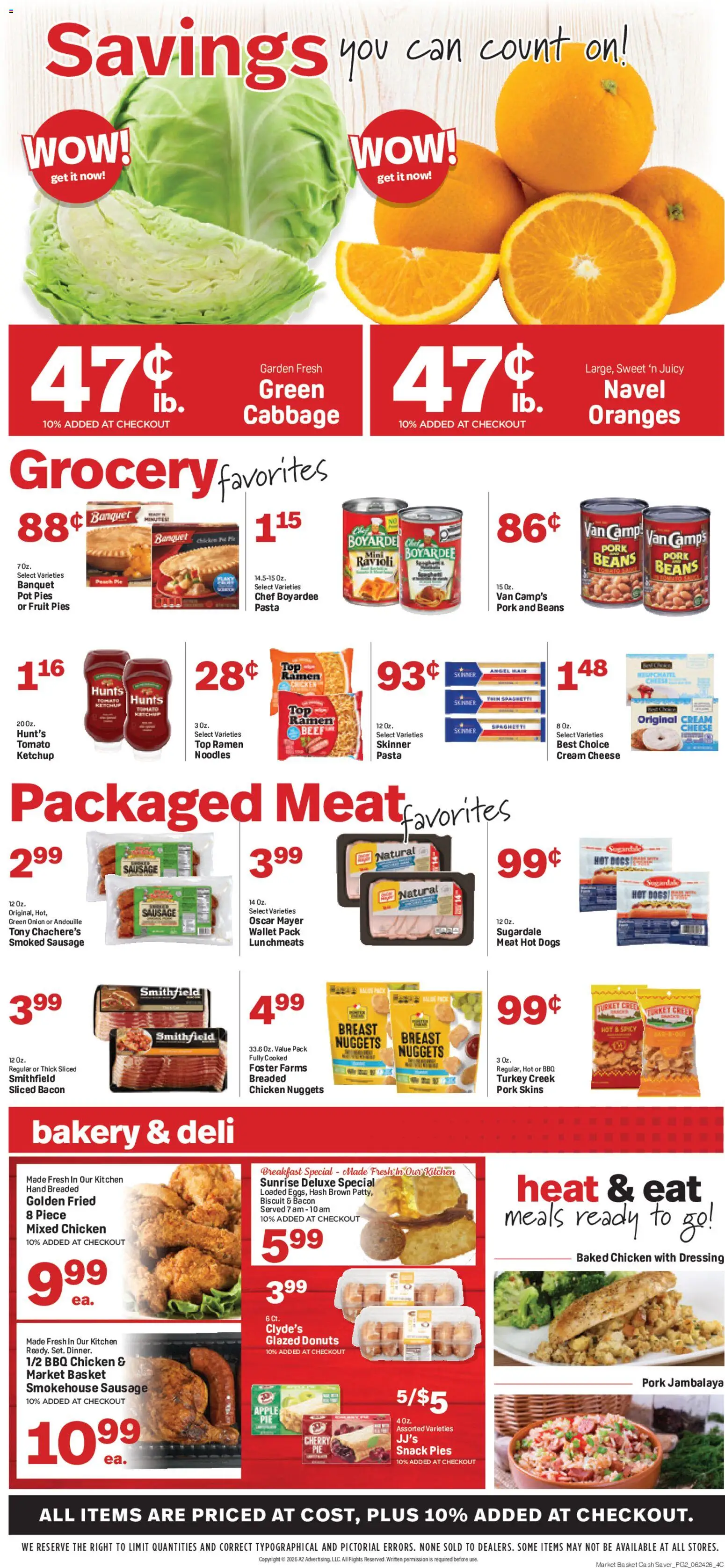 Market Basket Cash Saver - valid from 24.06.2026 | Page: 2 | Products: Beef, Pasta, Sausage, Cabbage