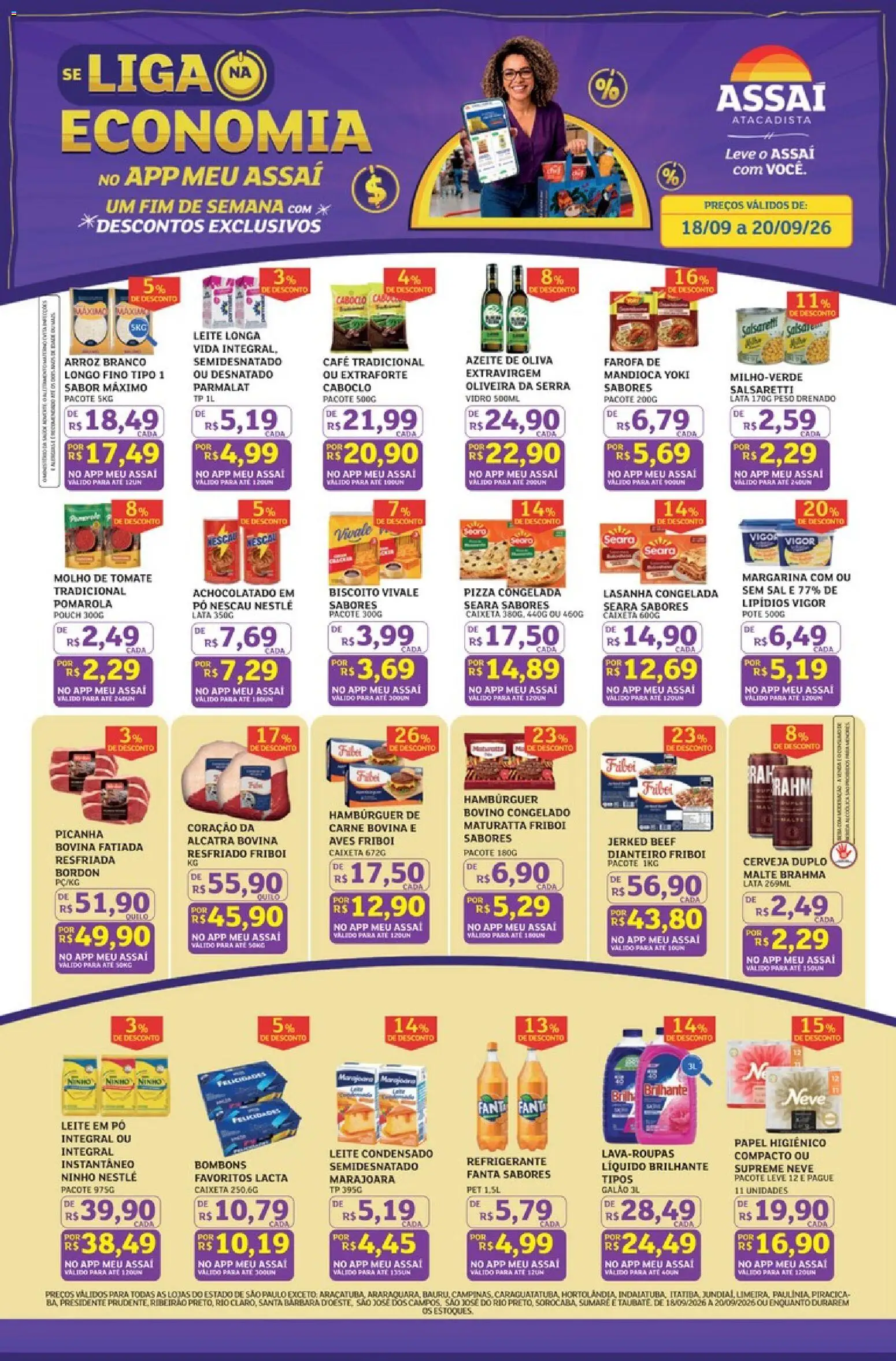 Assaí Atacadista Folheto - válido de 18/09/2026 | Página: 1 | Produtos: Nescau, Picanha, Arroz, Farofa
