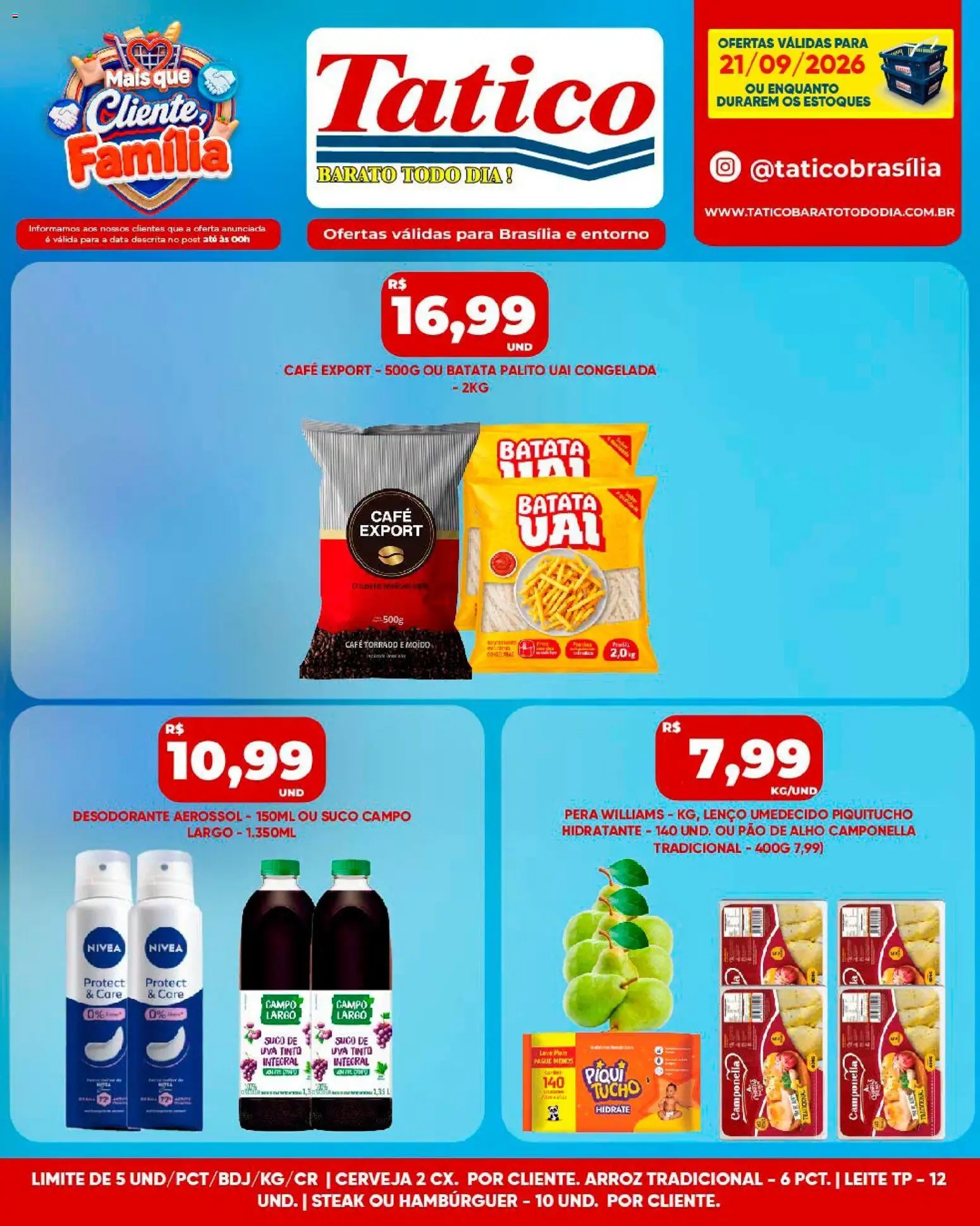 Tatico Folheto - válido de 21/09/2026 | Página: 9 | Produtos: Desodorante, Pao de alho, Leite, Lenço umedecido