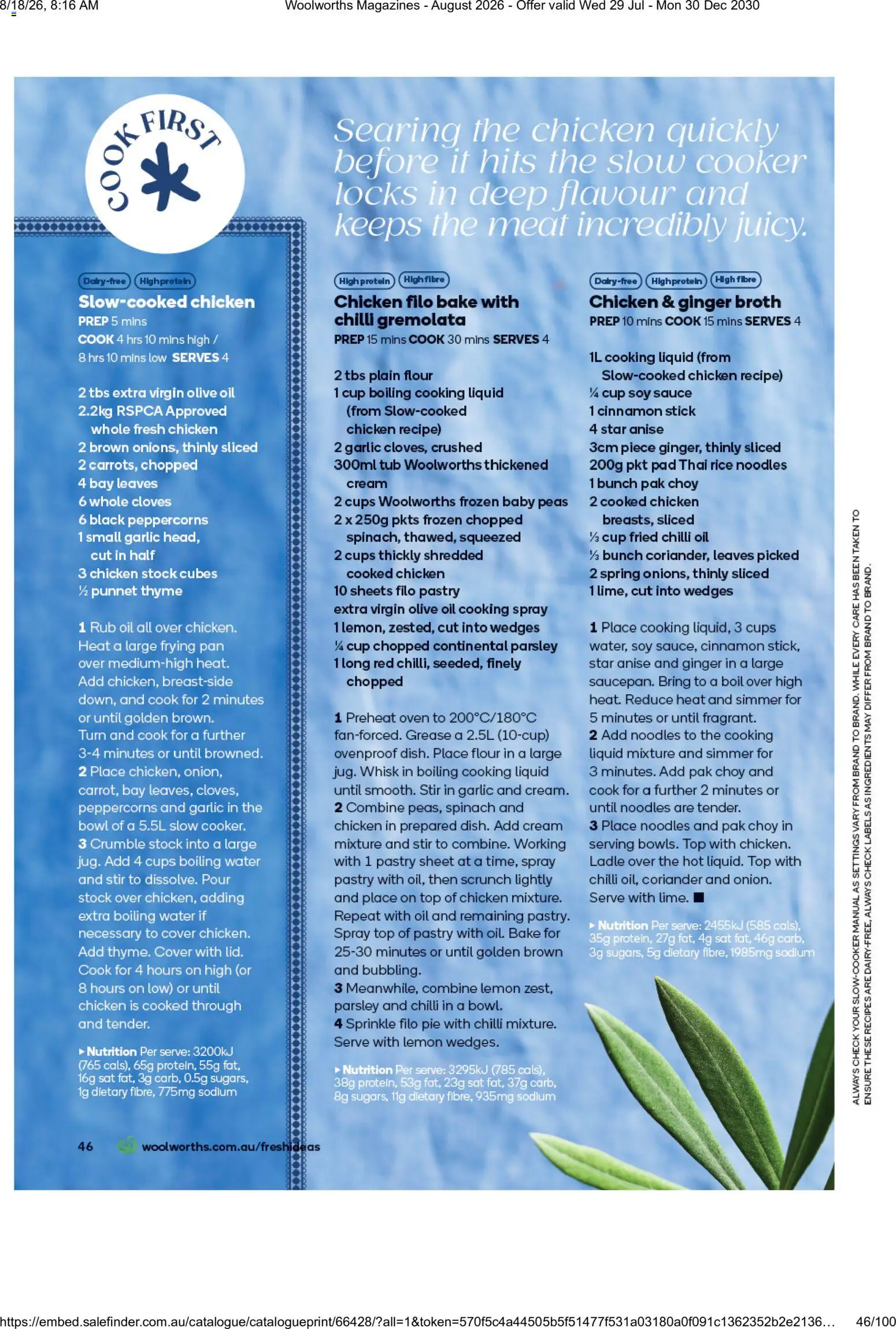 Woolworths catalogue - valid from 01/08/2026 | Page: 46 | Products: Flour, Chicken, Noodles, Extra virgin olive oil
