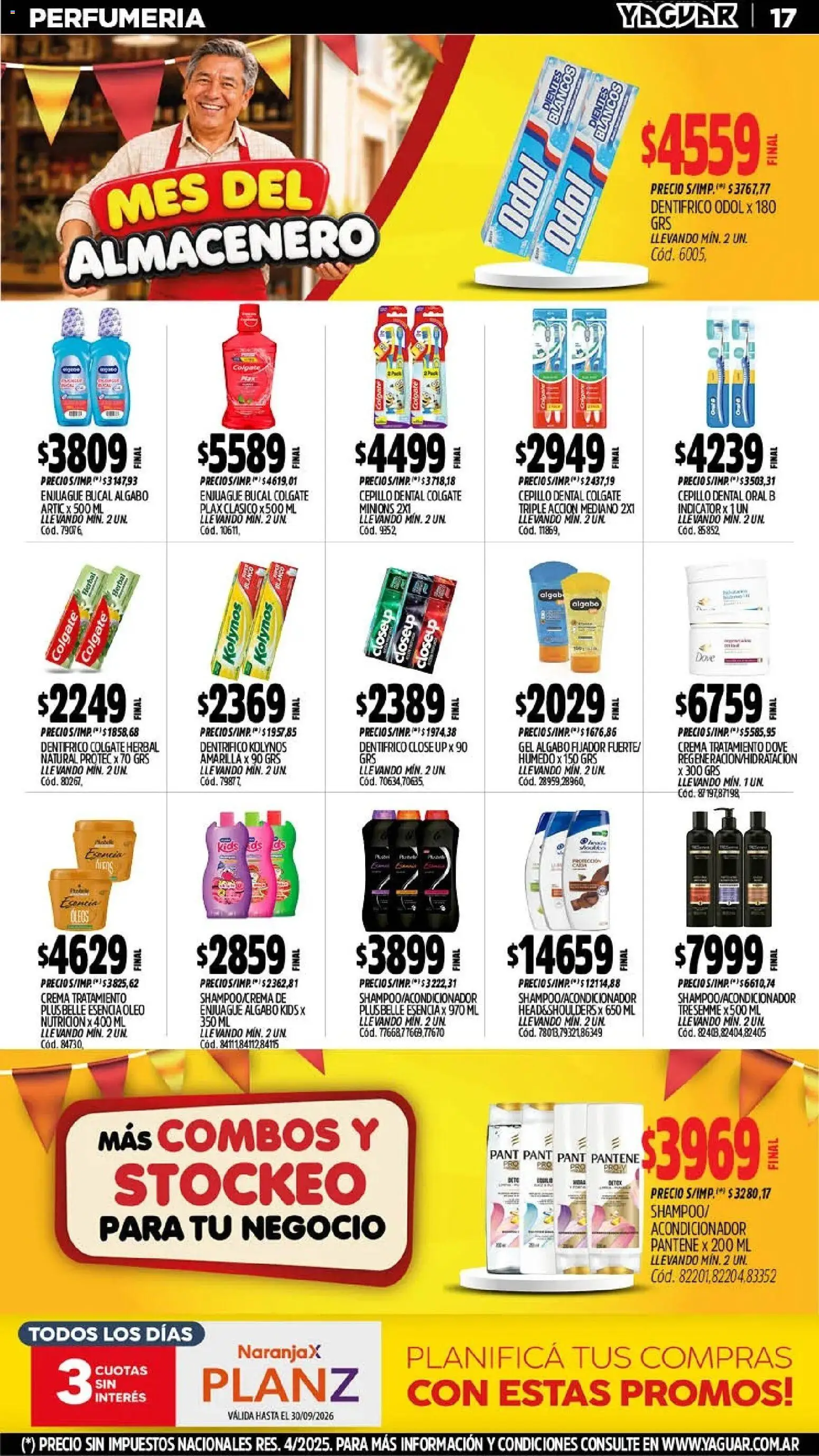 Yaguar - Oferta Semanal Mendoza │ válido desde el 28/09/2026 | Página: 17 | Productos: Cepillo, Acondicionador, Fijador, Enjuague bucal