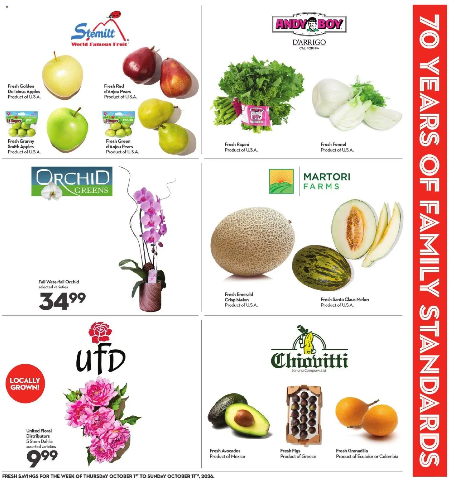 Longo's flyer valid from Oct 1, 2026 | Page: 13 | Products: Fruit, Orchid, Apples, Pears