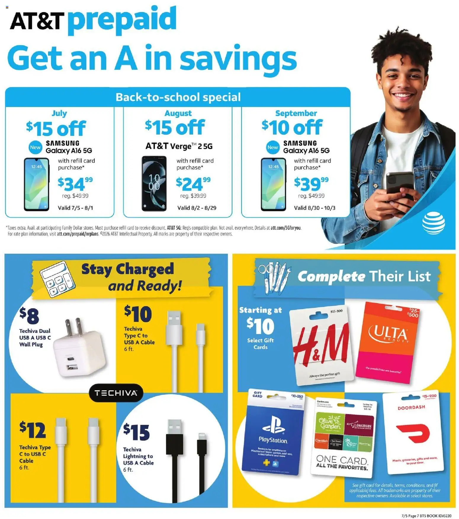Family Dollar Back to School Book - valid from 07/05/2026 | Page: 12 | Products: Cable, Playstation, Usb