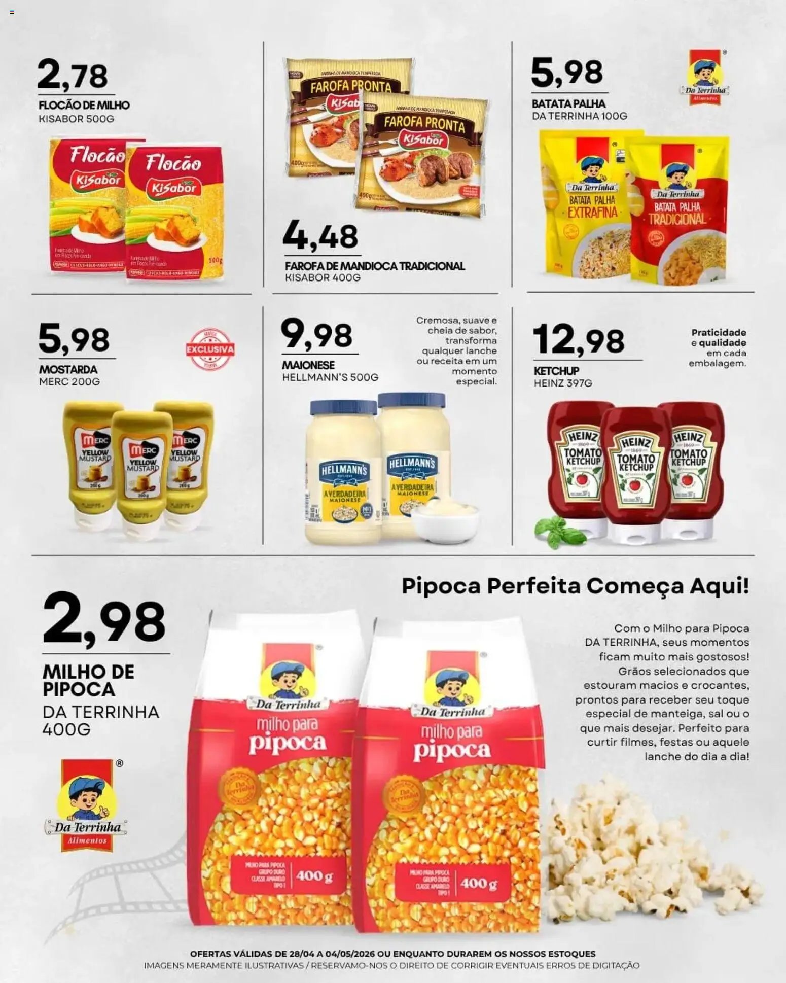 Mercadão Atacadista Folheto - válido de 28.04.2026 | Página: 4 | Produtos: Mandioca, Ketchup, Batata, Pipoca