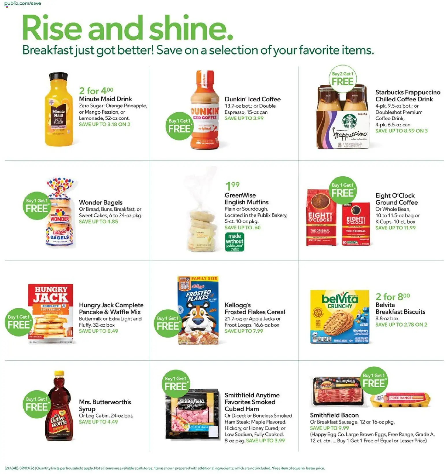Publix Weekly Ad - valid from 09/02/2026 | Page: 2 | Products: Syrup, Honey, Flakes, Iced coffee