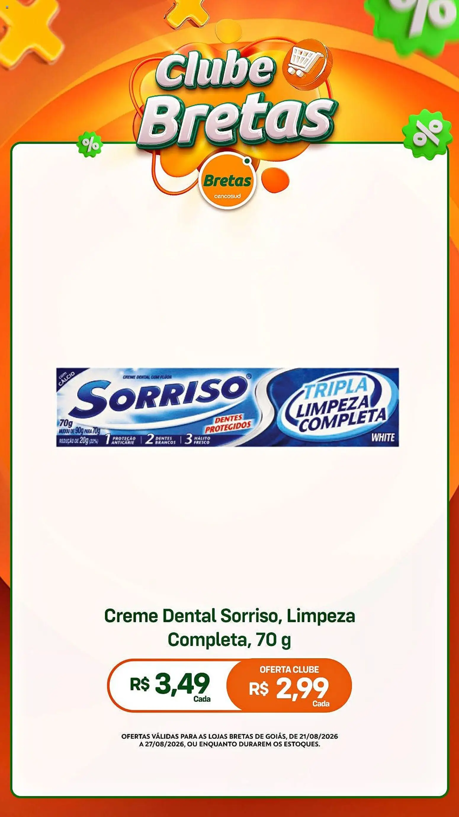 Bretas Folheto - válido de 21/08/2026 | Página: 2 | Produtos: Cálcio, Creme, Creme dental