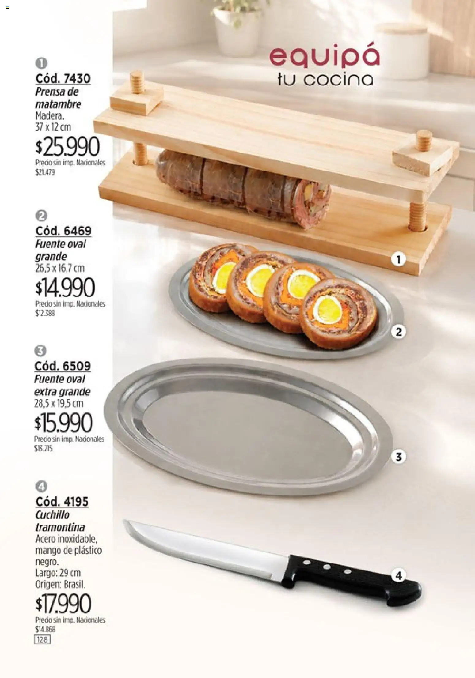 Catálogo Amodil Campaña 16 │ válido desde el 19/09/2026 | Página: 128 | Productos: Cuchillo, Prensa, Fuente, Mango