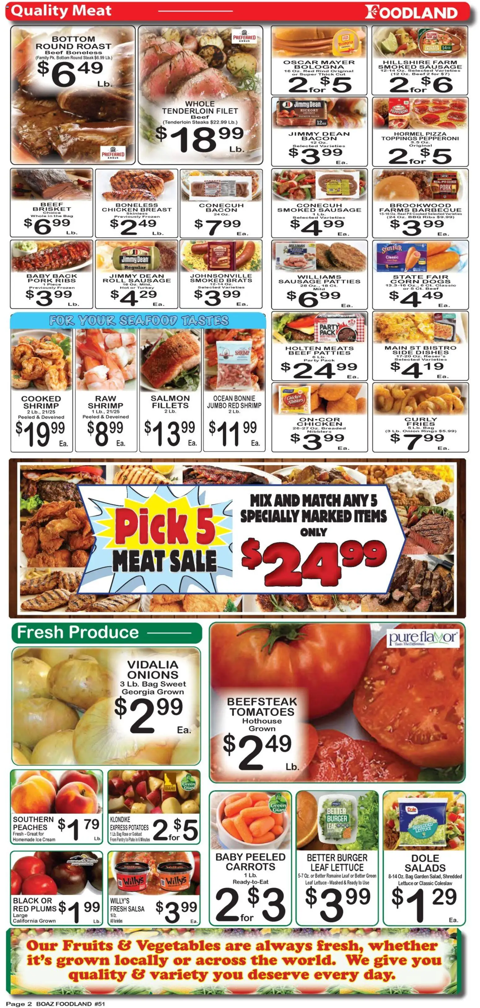 Foodland Weekly Ad - valid from 06/30/2026 | Page: 2 | Products: Tomatoes, Vegetables, Sausage, Bag