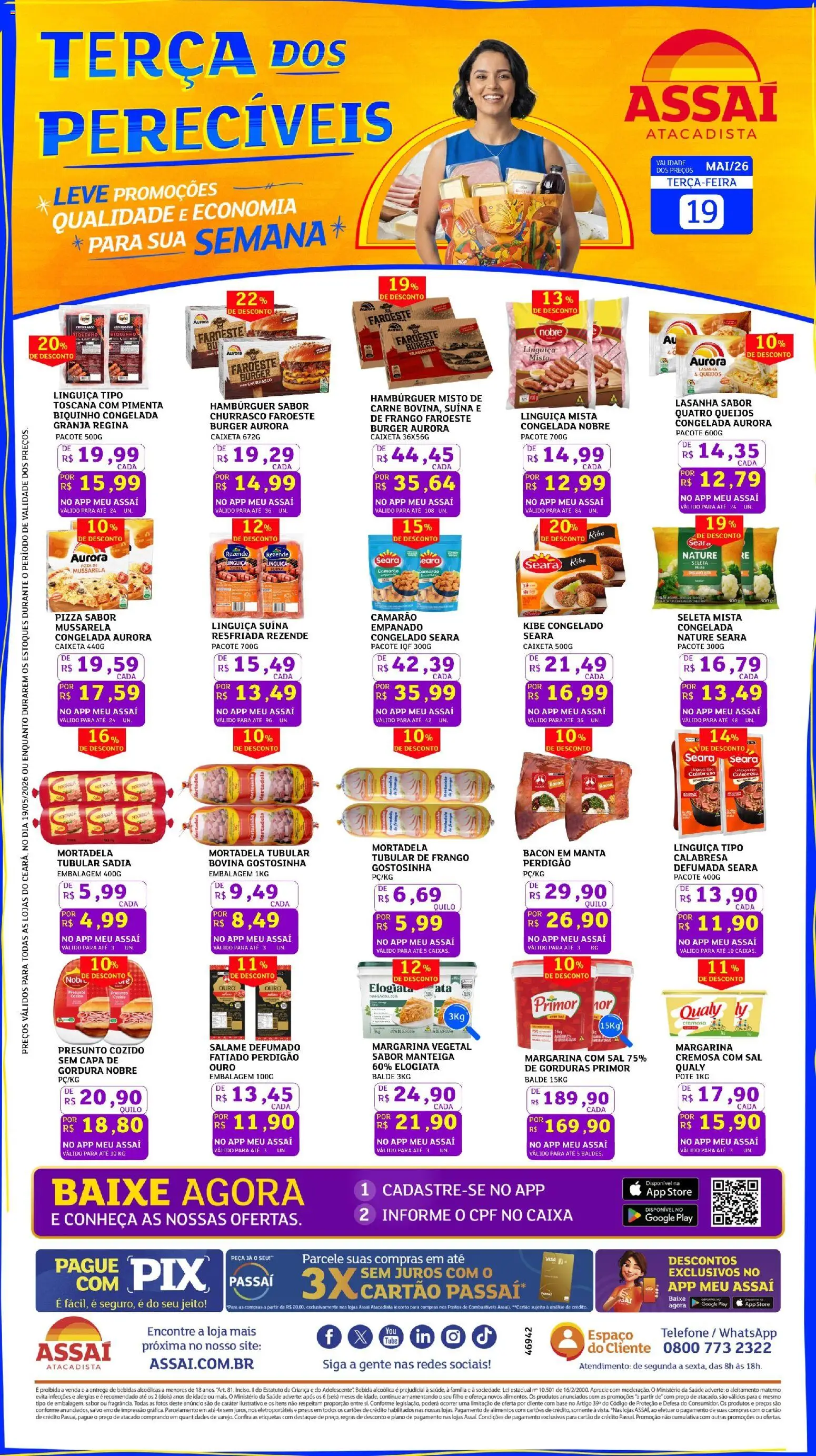 Assaí Atacadista Folheto - válido de 19.05.2026 | Página: 1 | Produtos: Manteiga, Base, Carne, Telefone