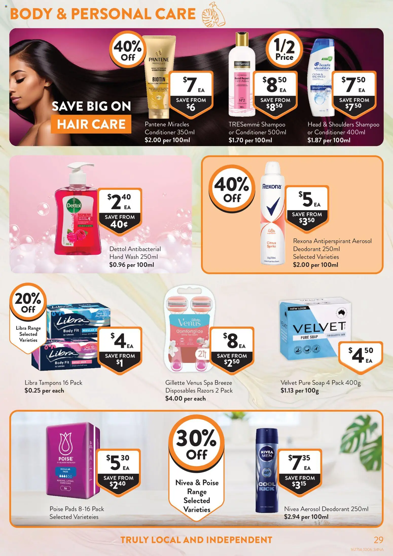 Foodworks catalogue - valid from 10.06.2026 | Page: 29 | Products: Antiperspirant, Razors, Tampons, Hand wash