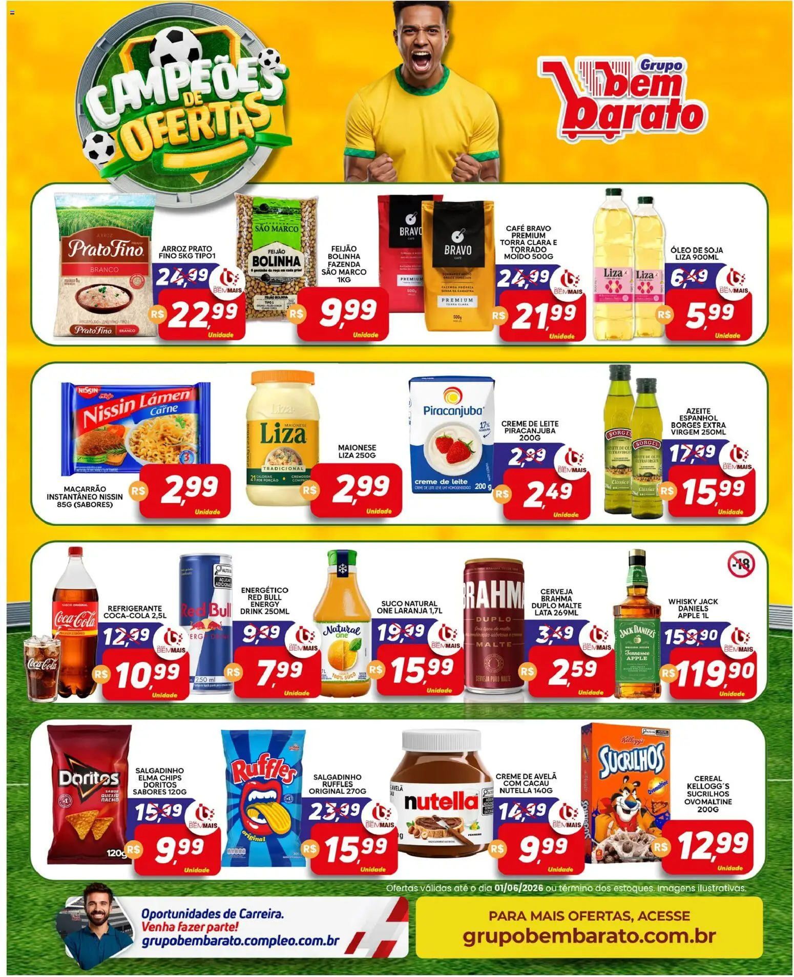 Supermercado Bem Barato Folheto - válido de 26.05.2026 | Página: 3 | Produtos: Cola, Leite, Suco, Macarrão