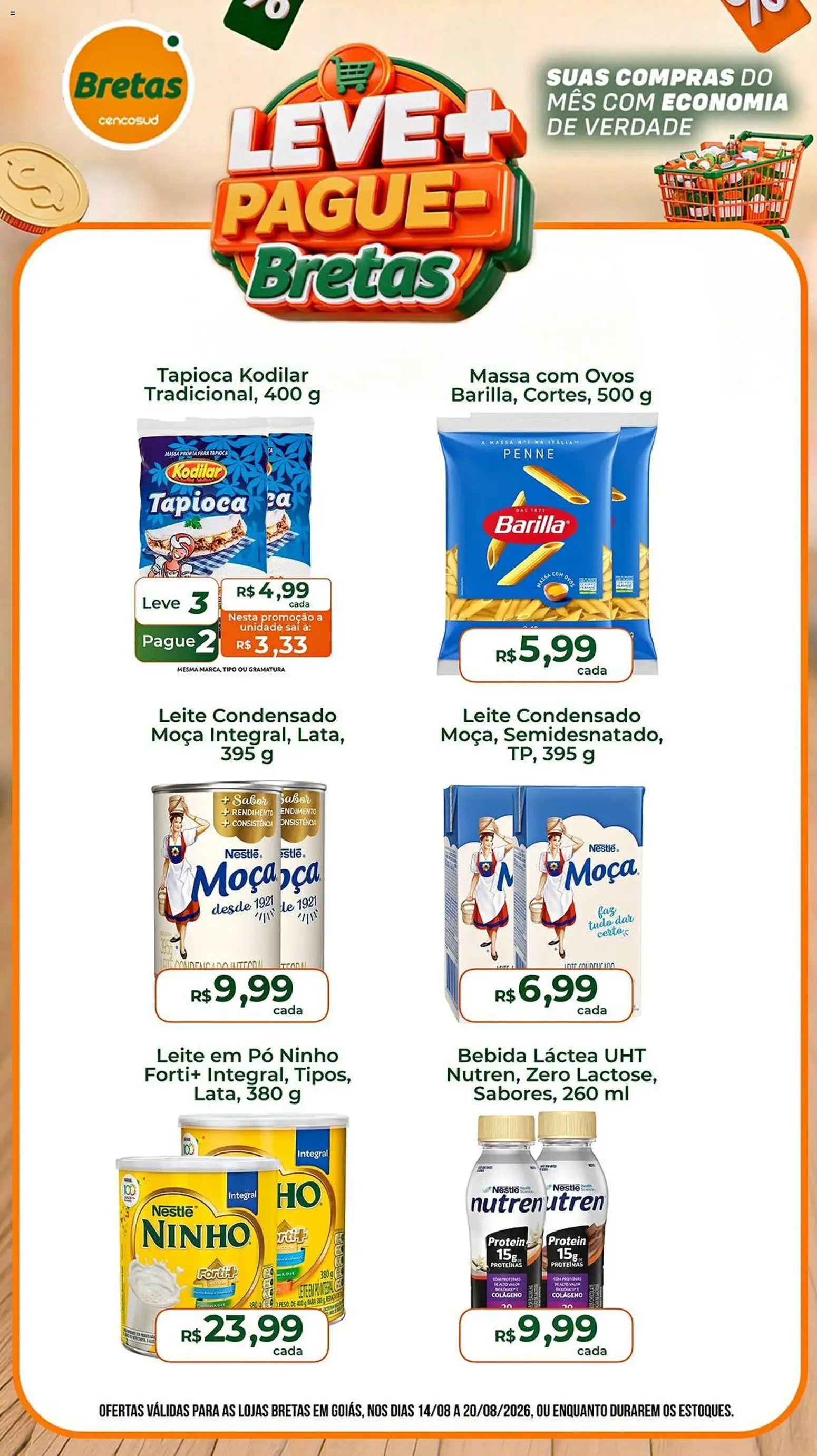 Bretas Folheto - válido de 14/08/2026 | Página: 7 | Produtos: Pó, Ovos, Massa, Leite em pó