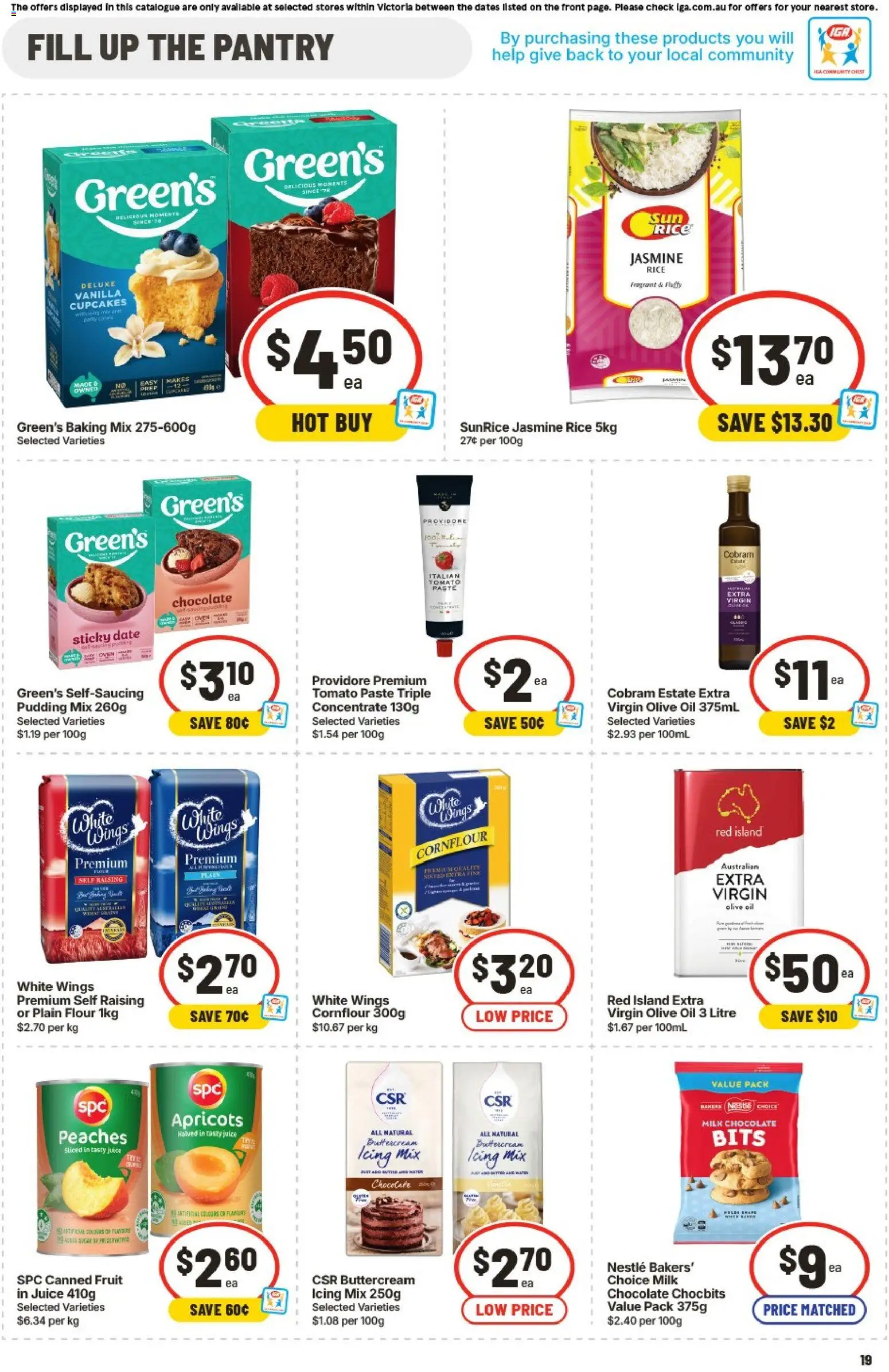 IGA catalogue - valid from 05/08/2026 | Page: 20 | Products: Milk, Flour, Chocolate, Olive oil