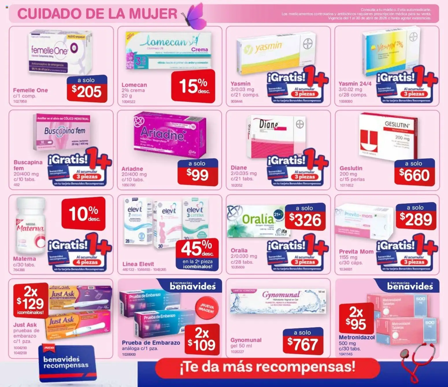 Nuevas ofertas de Farmacia Benavides válidas en toda la República Mexicana desde el 01.04.2026. ¡Encuentra las mejores ofertas en Farmacia Benavides catálogo! | Página: 14 | Productos: Crema, Huevo